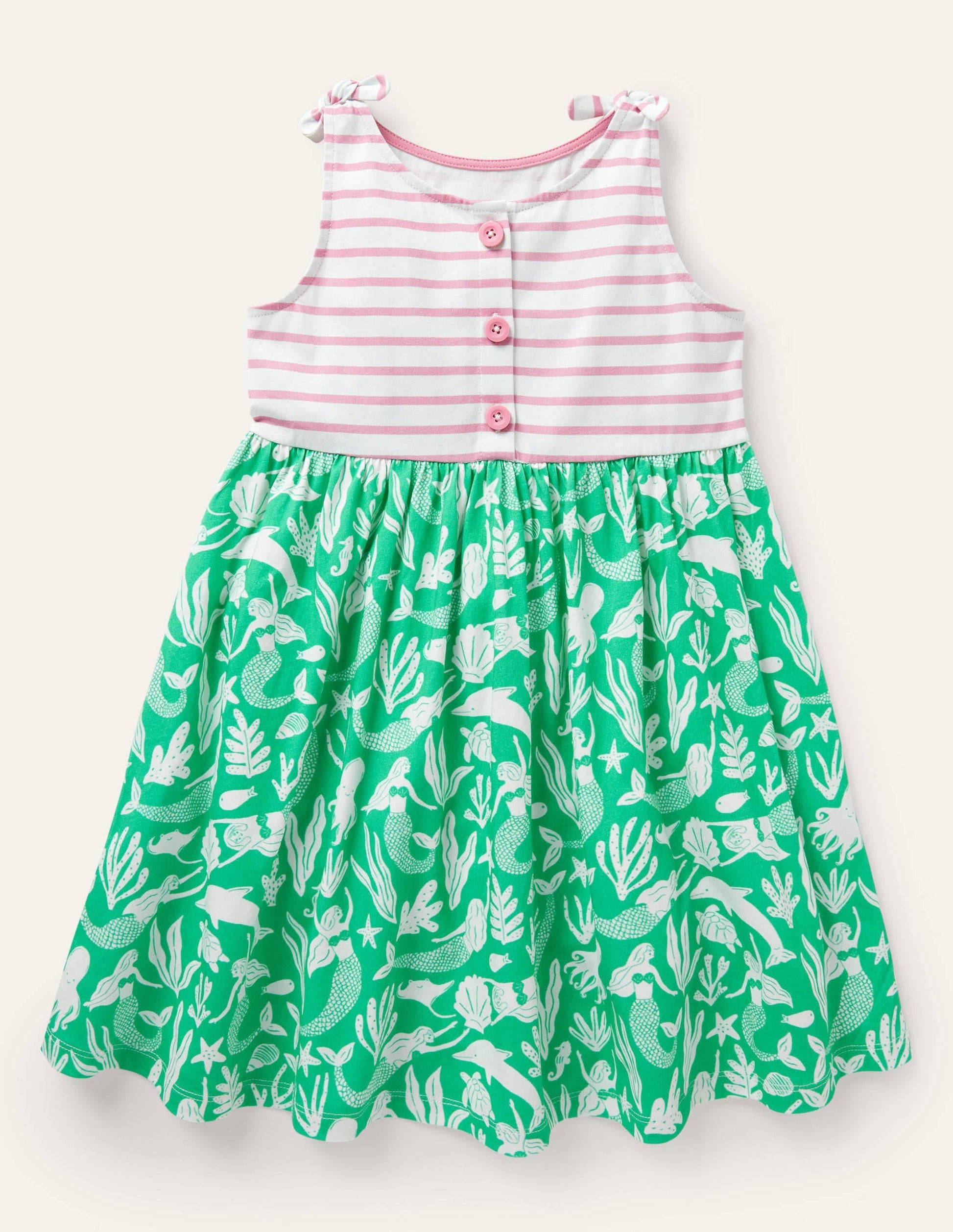 Tie Shoulder Hotchpotch Dress-Tropical Green Mermaid-1