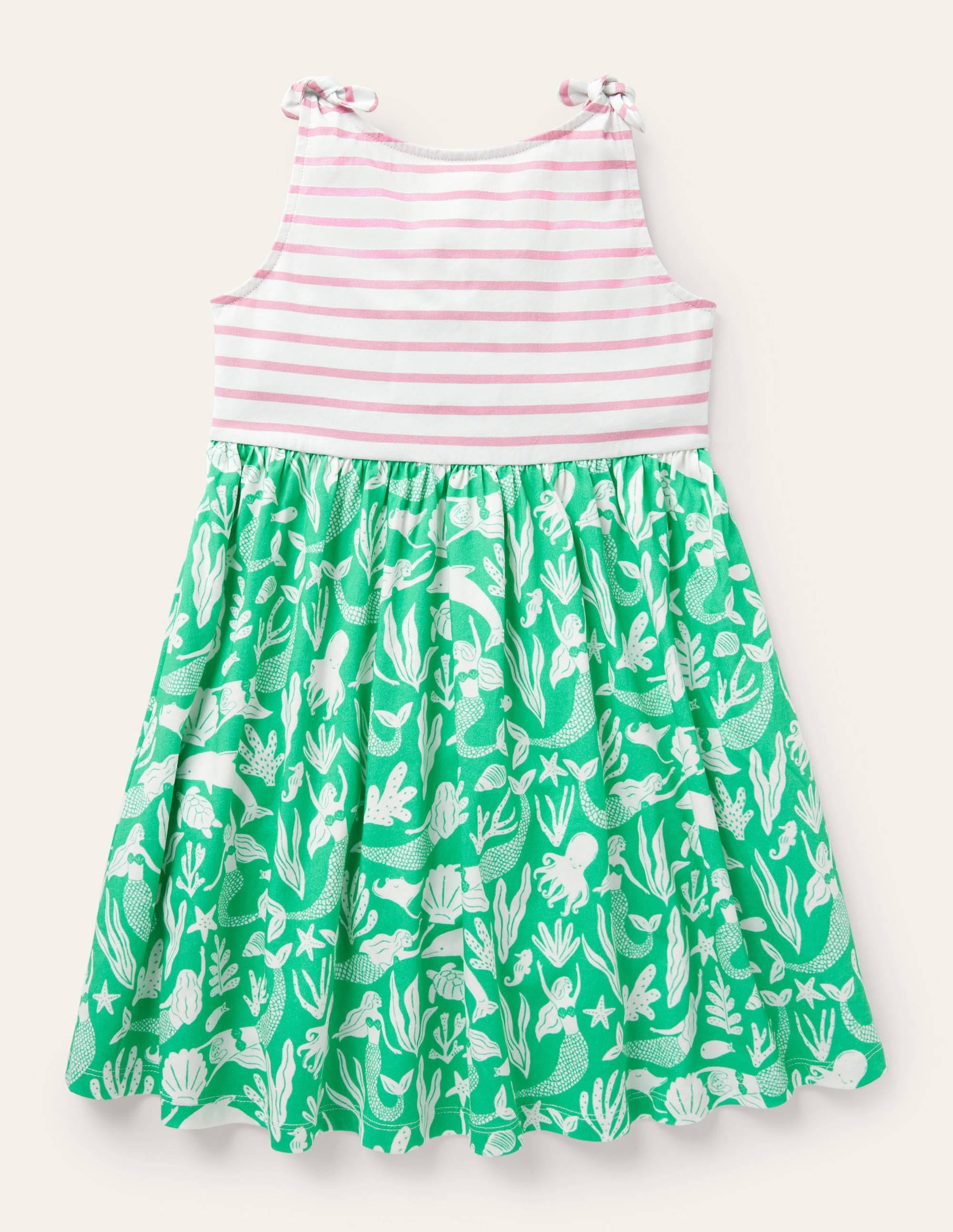 Tie Shoulder Hotchpotch Dress-Tropical Green Mermaid - Image 2