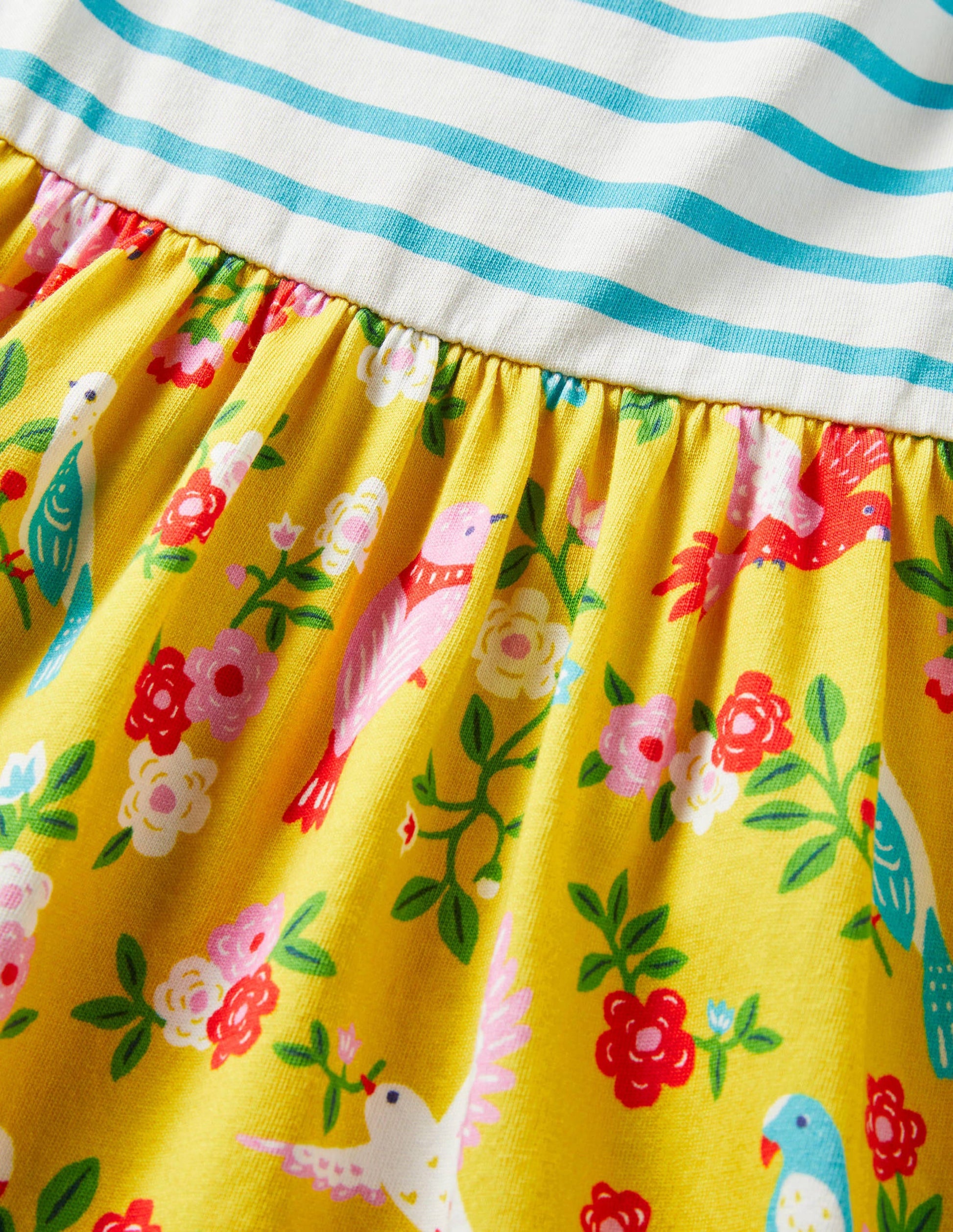 Tie Shoulder Hotchpotch Dress-Sweetcorn/Turquoise Tropical-3