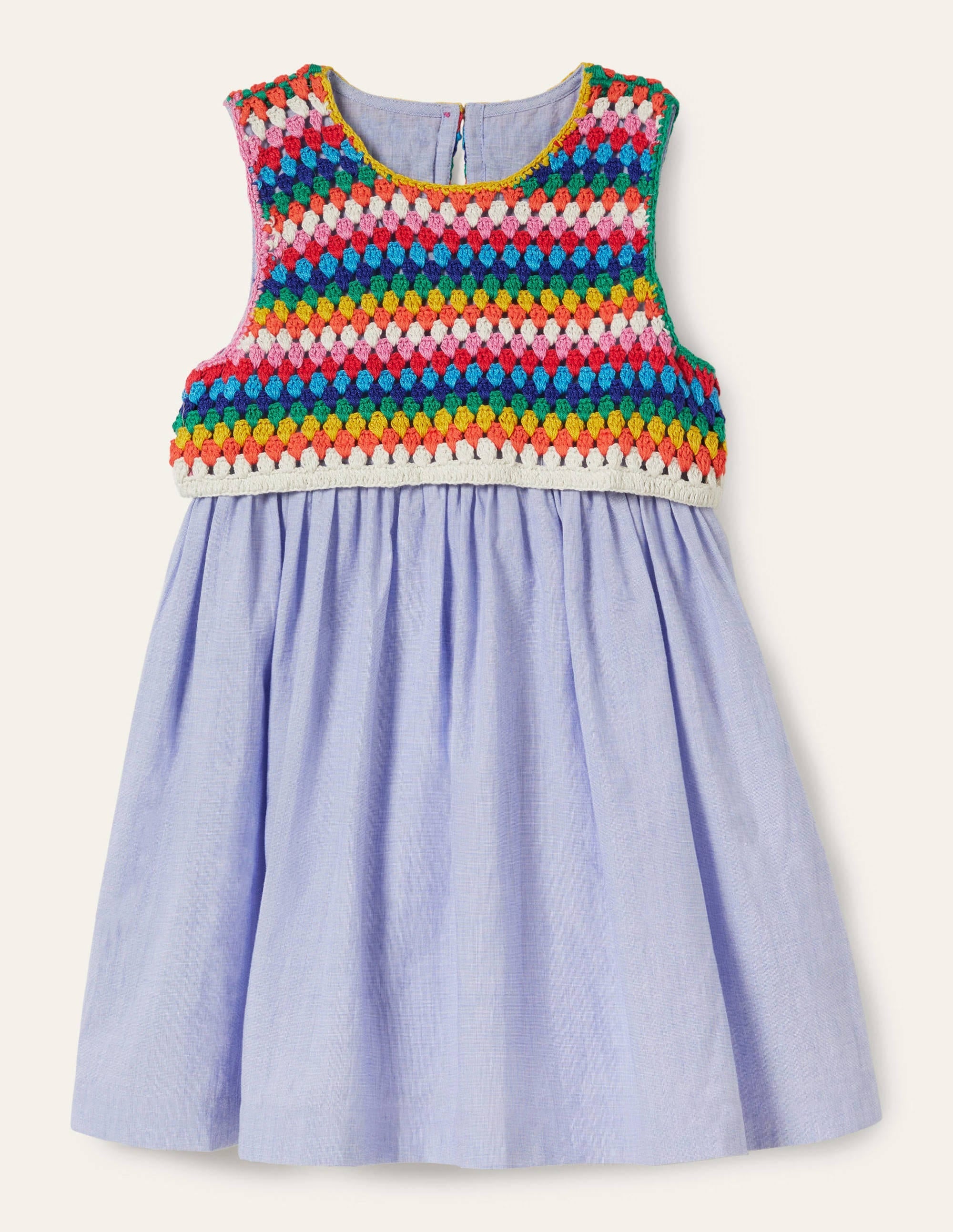 Crochet Detail Dress-Chambray - Image 1