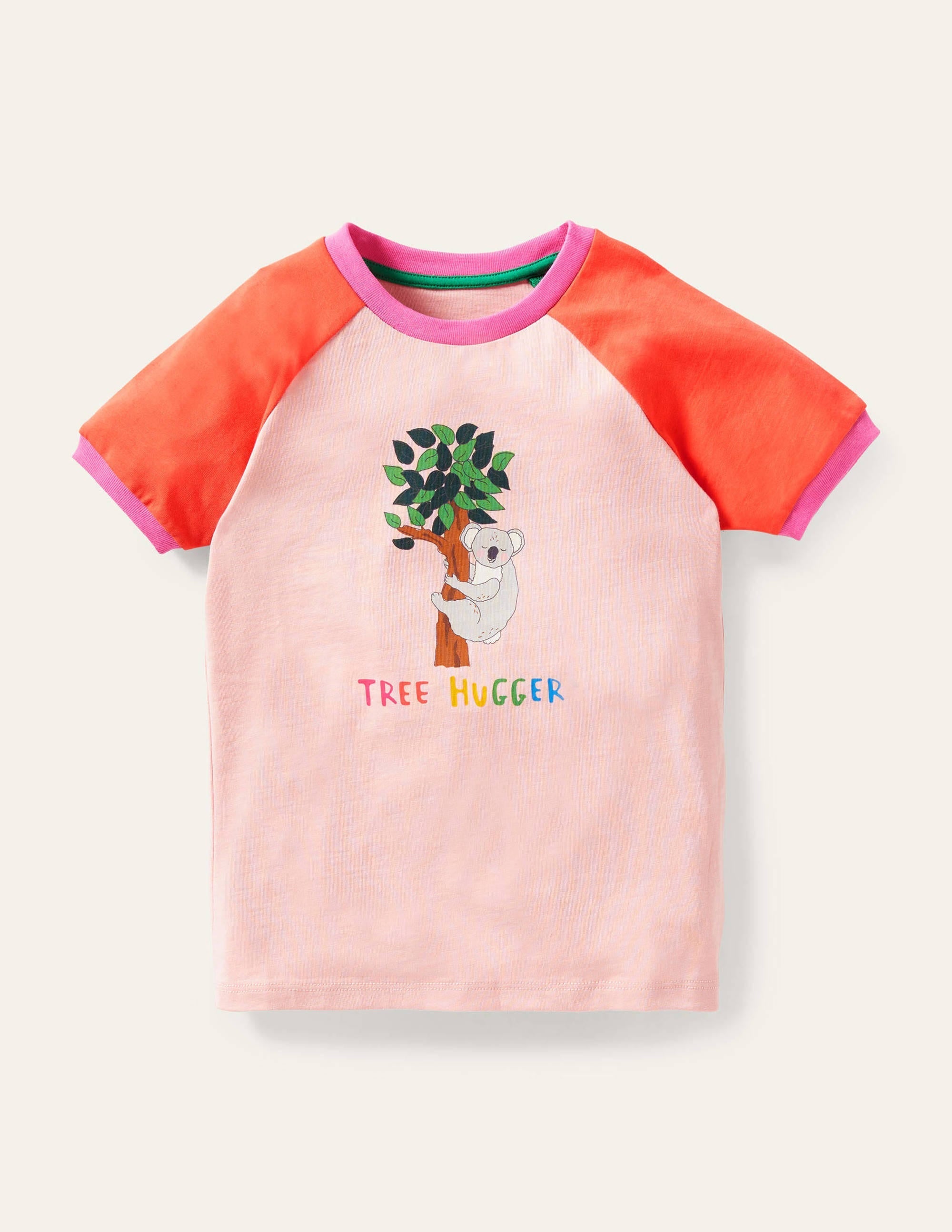 Printed Graphic Raglan T-shirt-Boto Pink Koala - Image 1