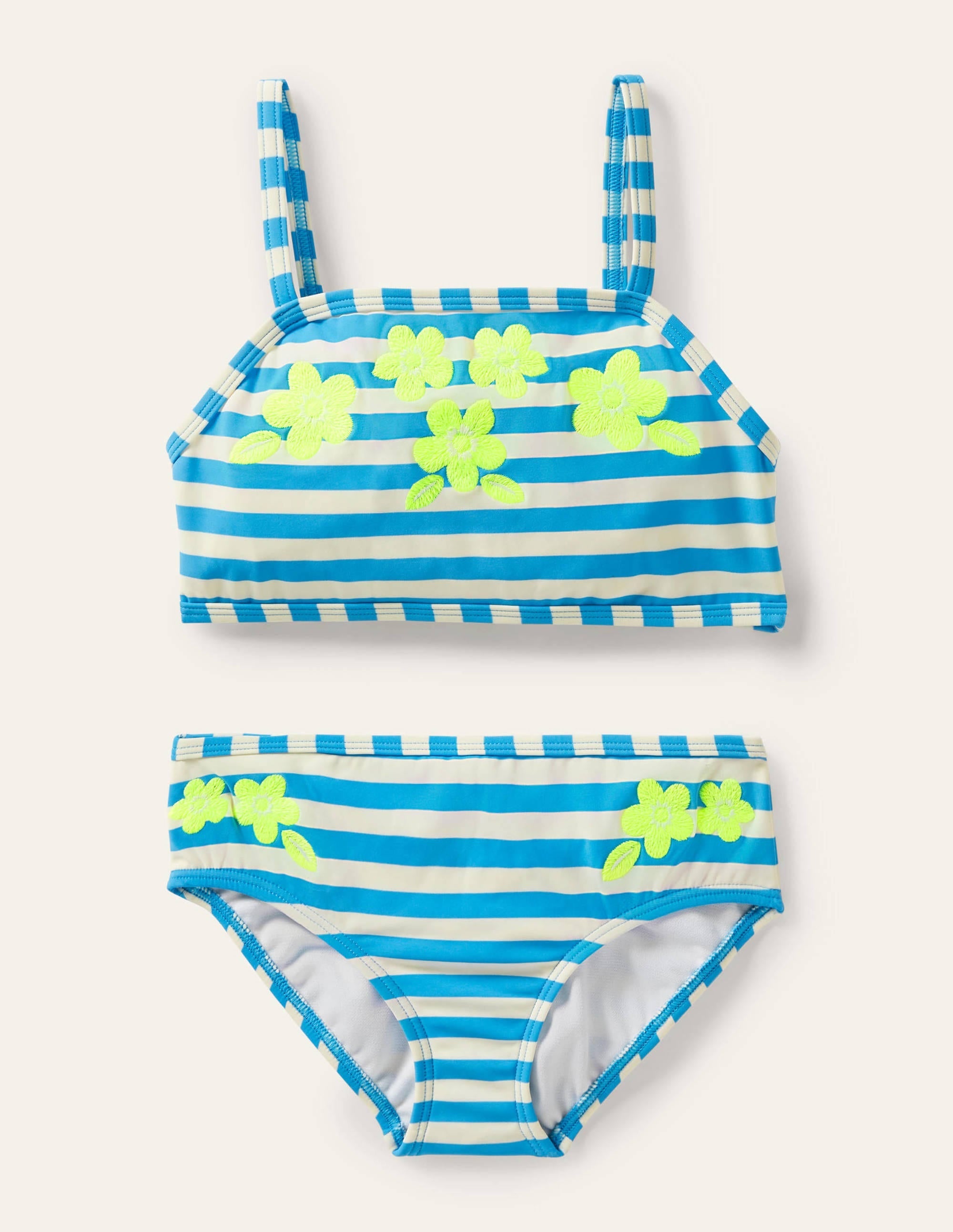 Embroidered Bikini Set-Malibu Blue Stripe - Image 1