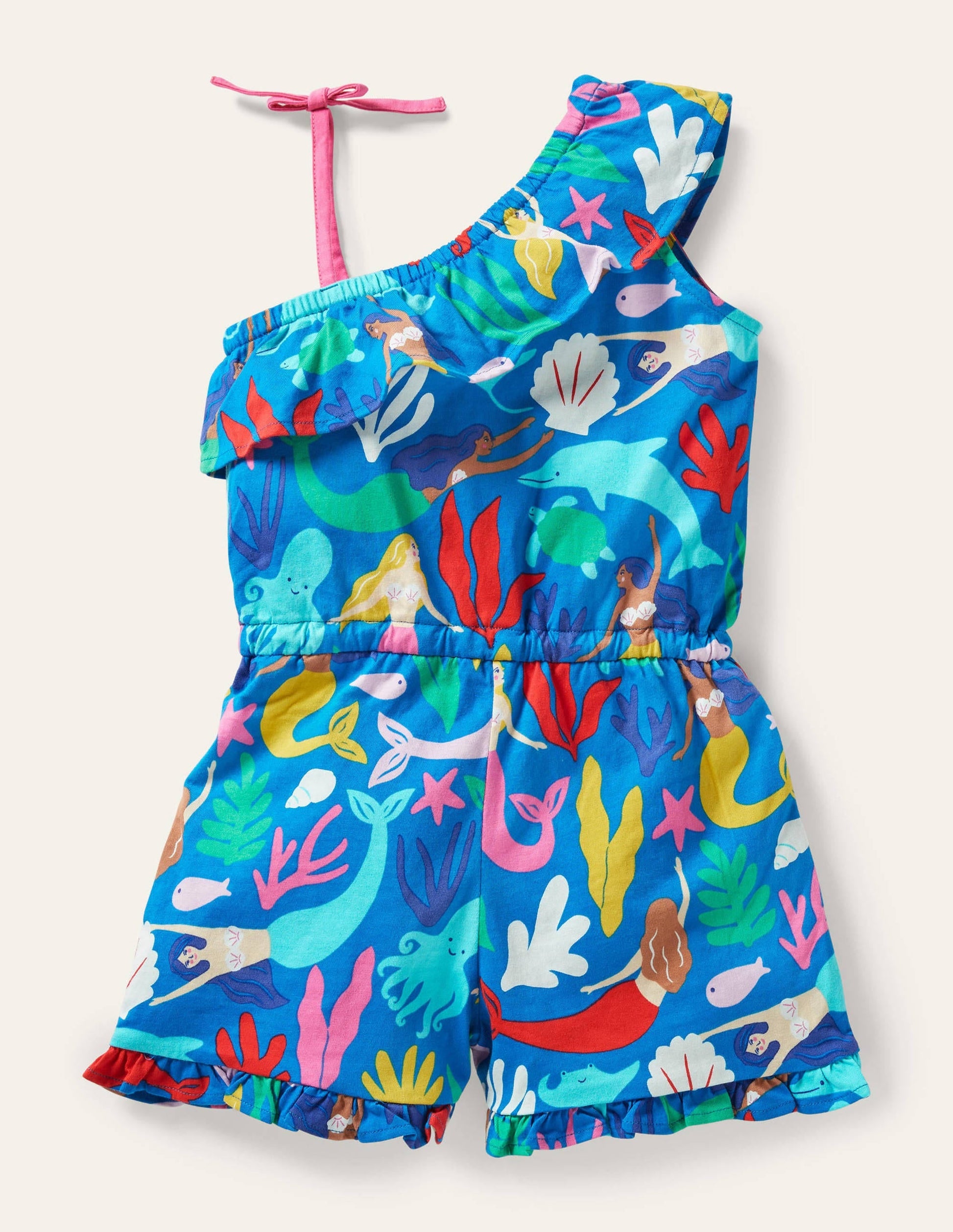 Jersey One Shoulder Playsuit-Blue Mermaids-2