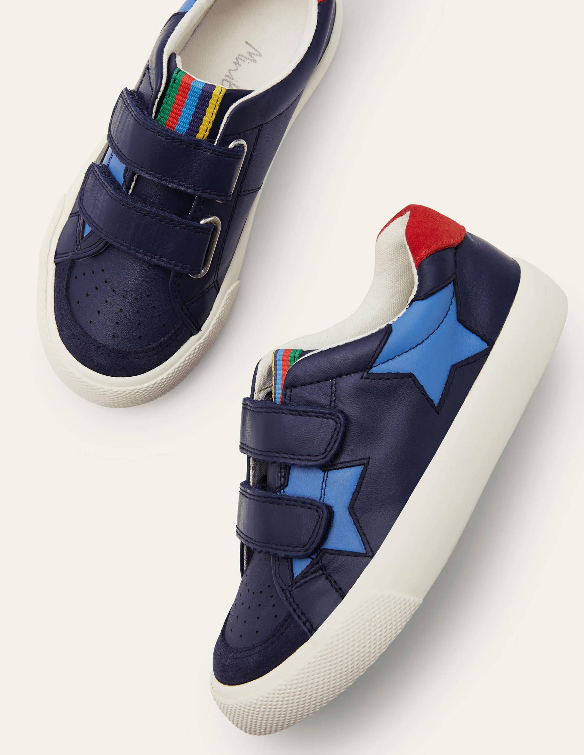 Leather Low Top Trainers-College Navy Stars-1