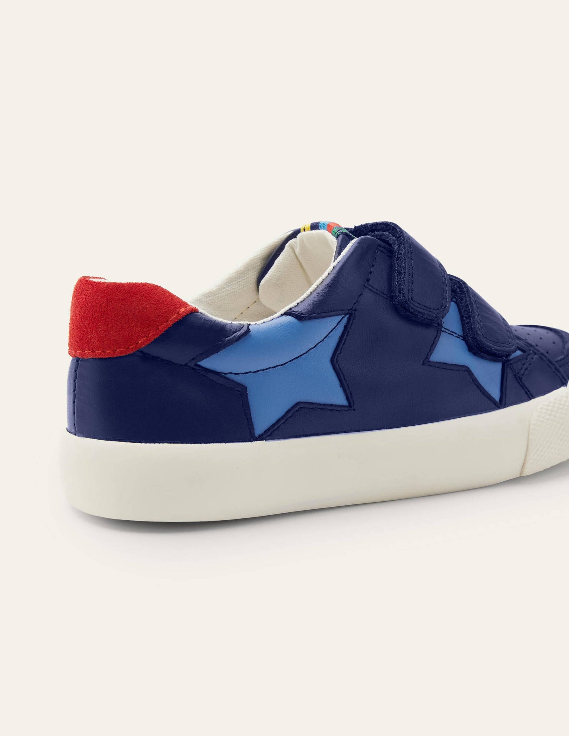 Leather Low Top Trainers-College Navy Stars-3