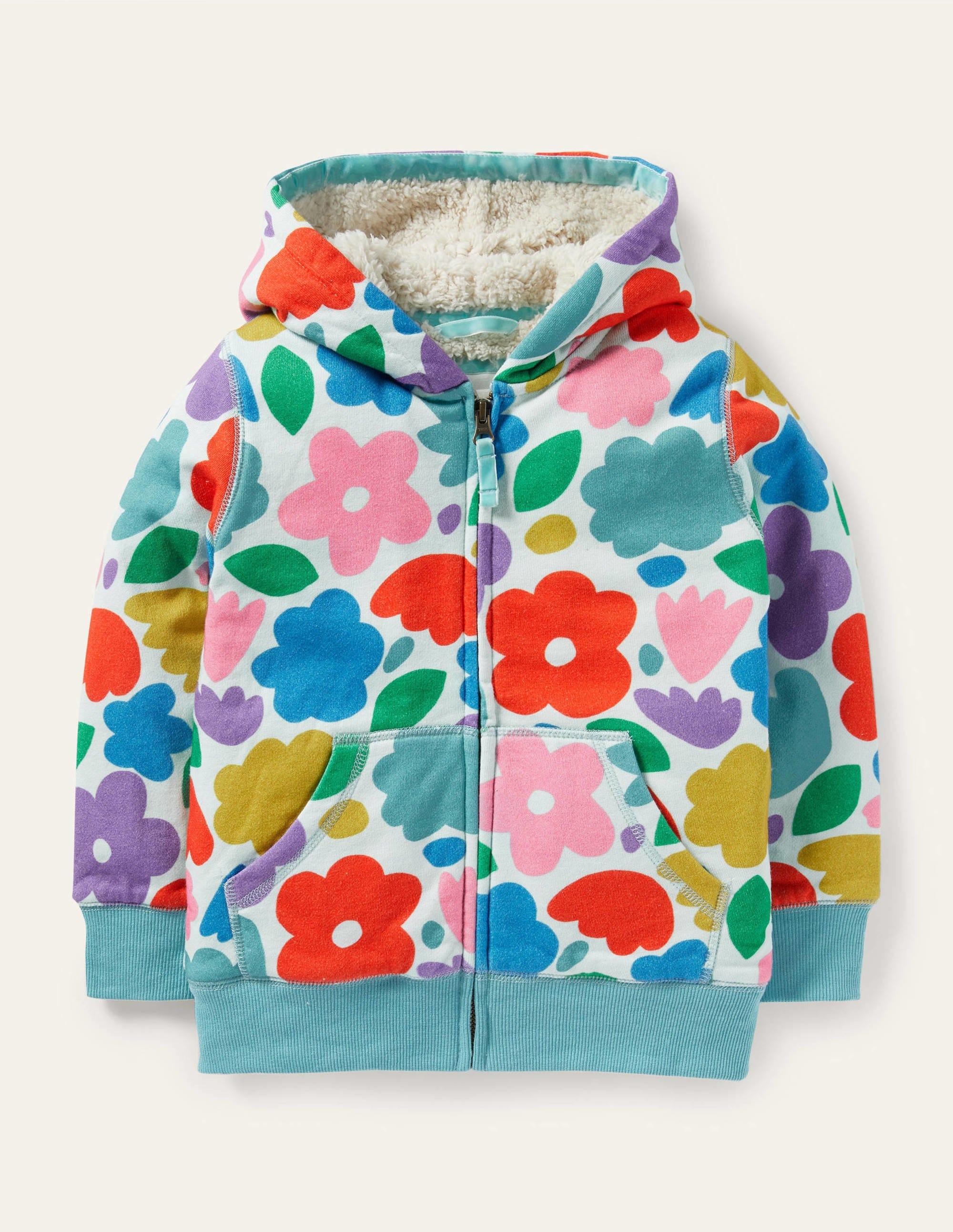 Shaggy-lined Hoodie-Multi Painted Floral - Image 1