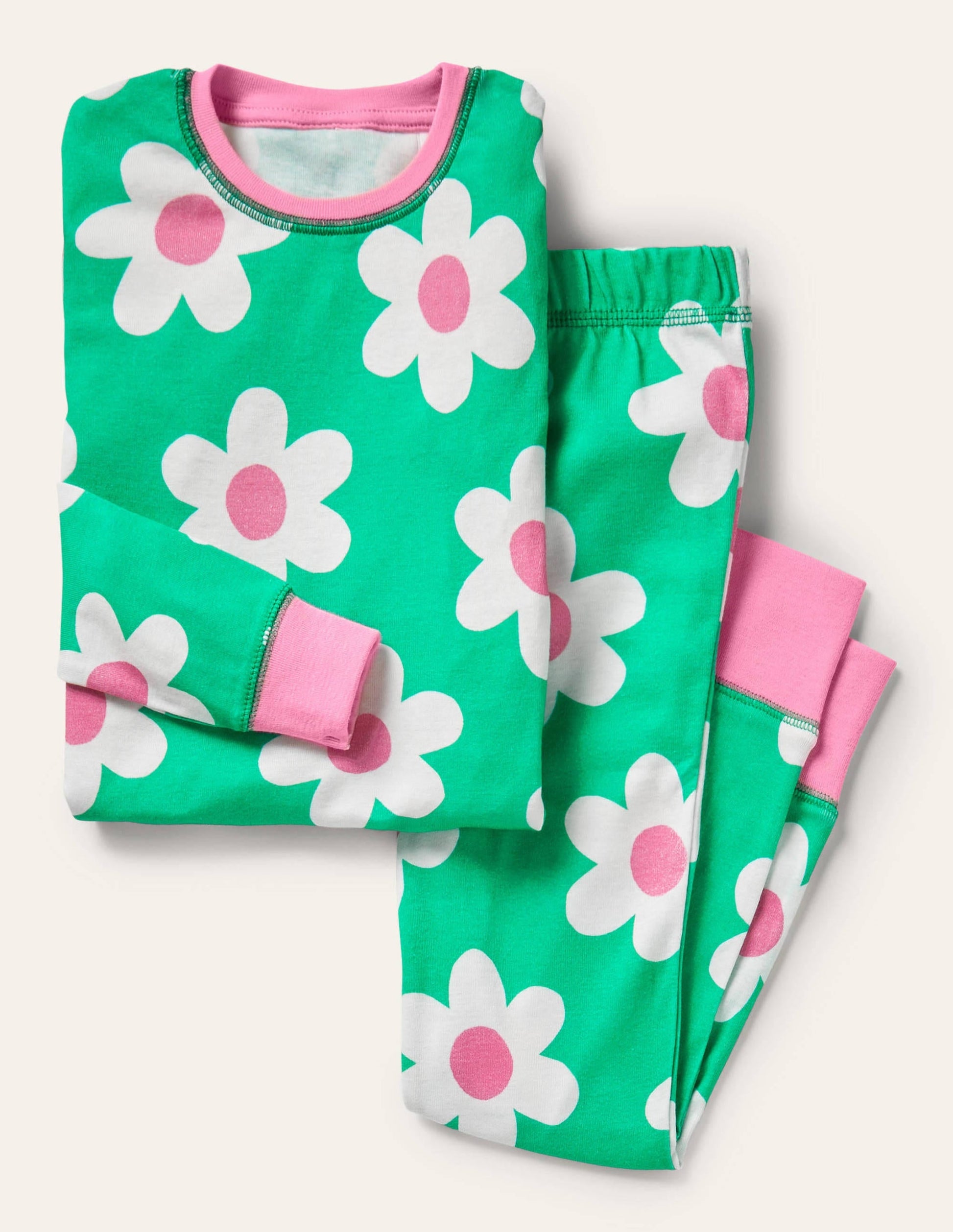 Snug Glow-In-The-Dark Pyjamas-Green Scattered Daisy-1