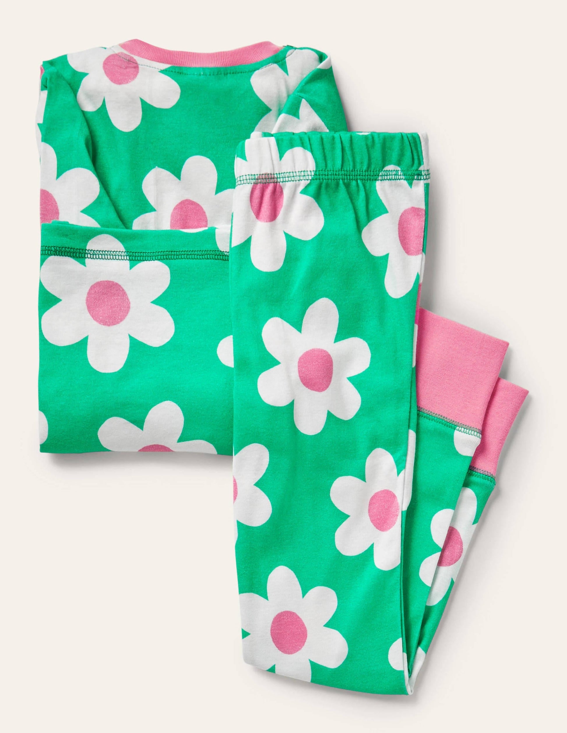 Snug Glow-In-The-Dark Pyjamas-Green Scattered Daisy-2