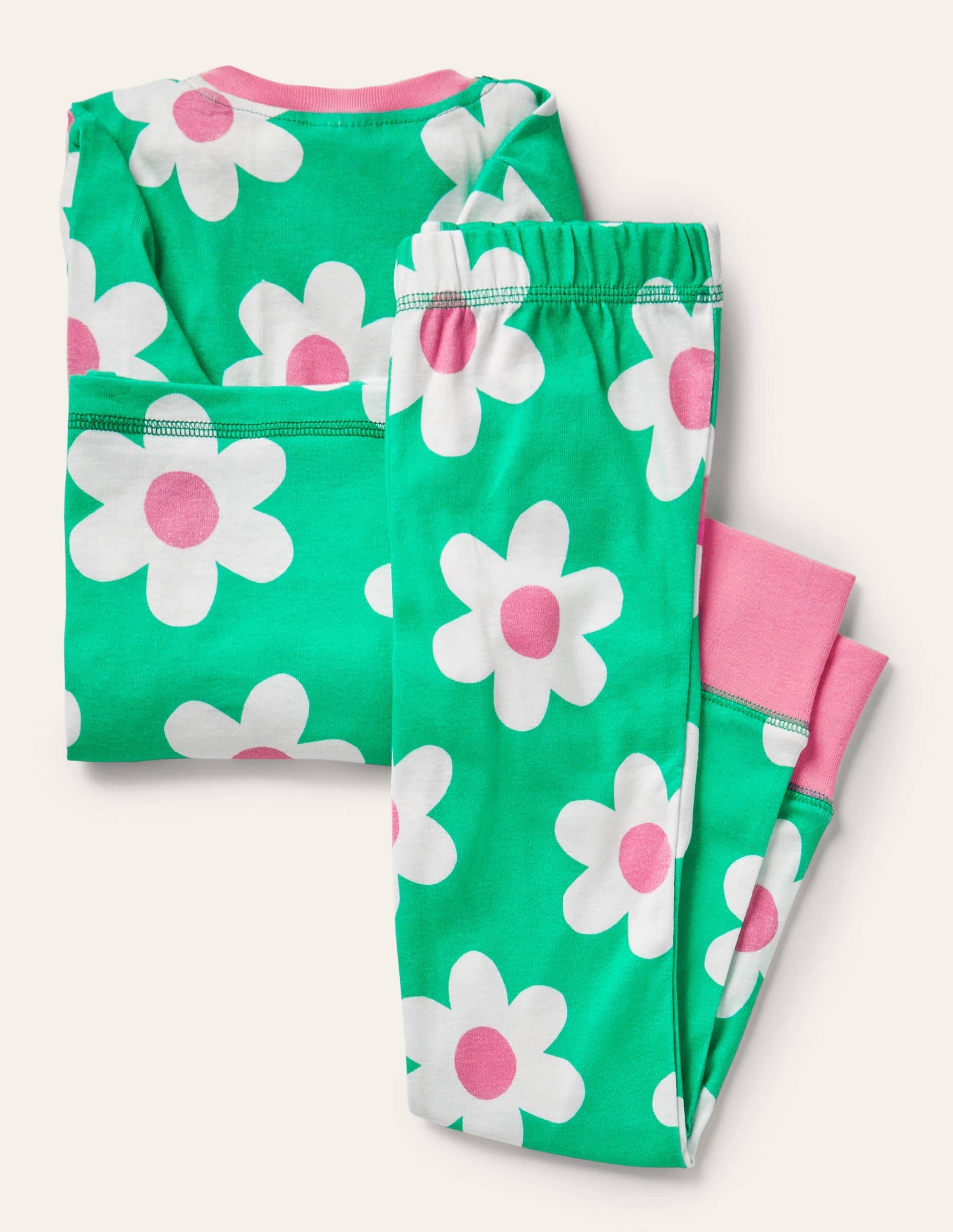 Snug Glow-In-The-Dark Pyjamas-Green Scattered Daisy - Image 2