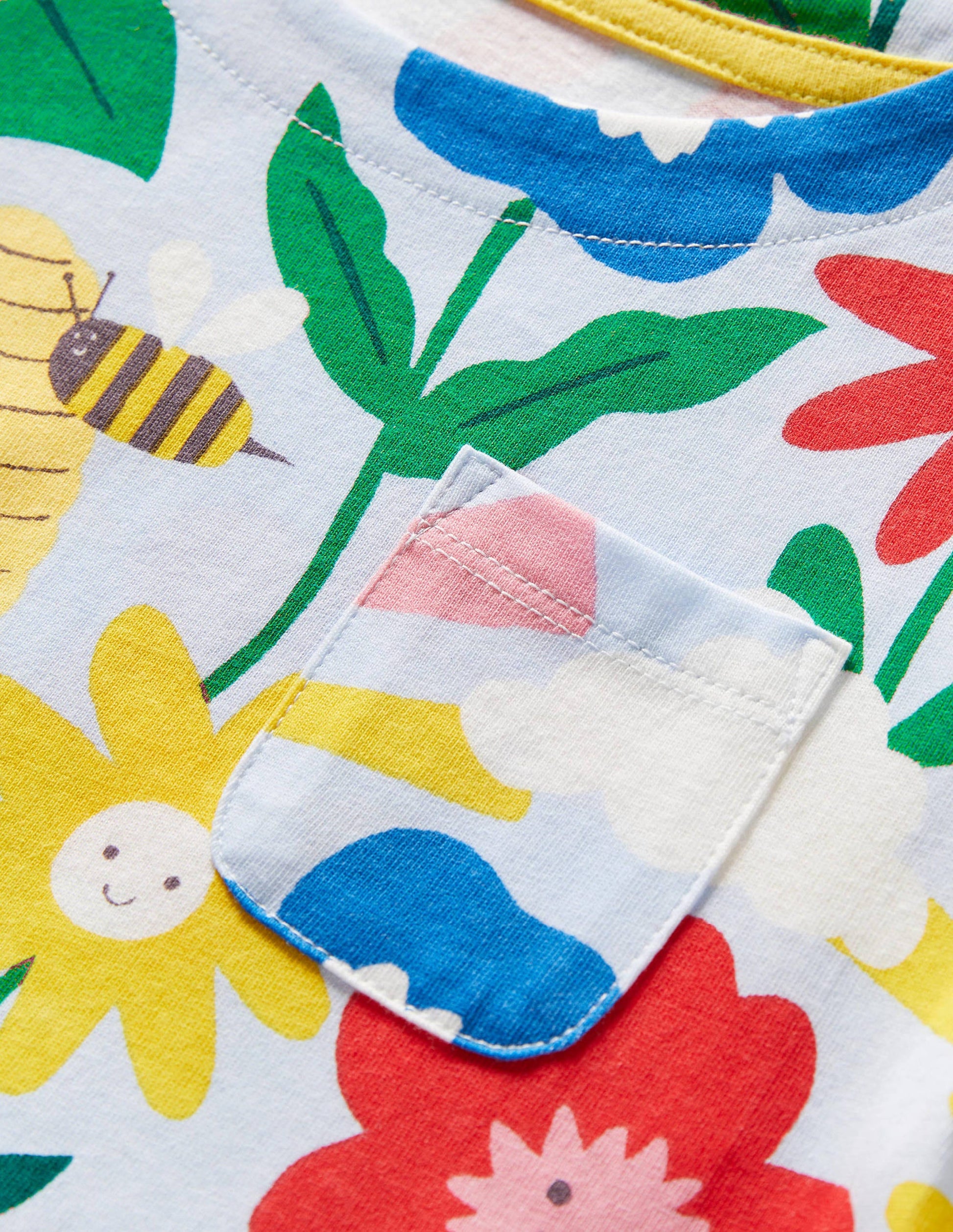 Short Sleeve Fun Jersey Dress-Provence Blue Happy Flowers-3