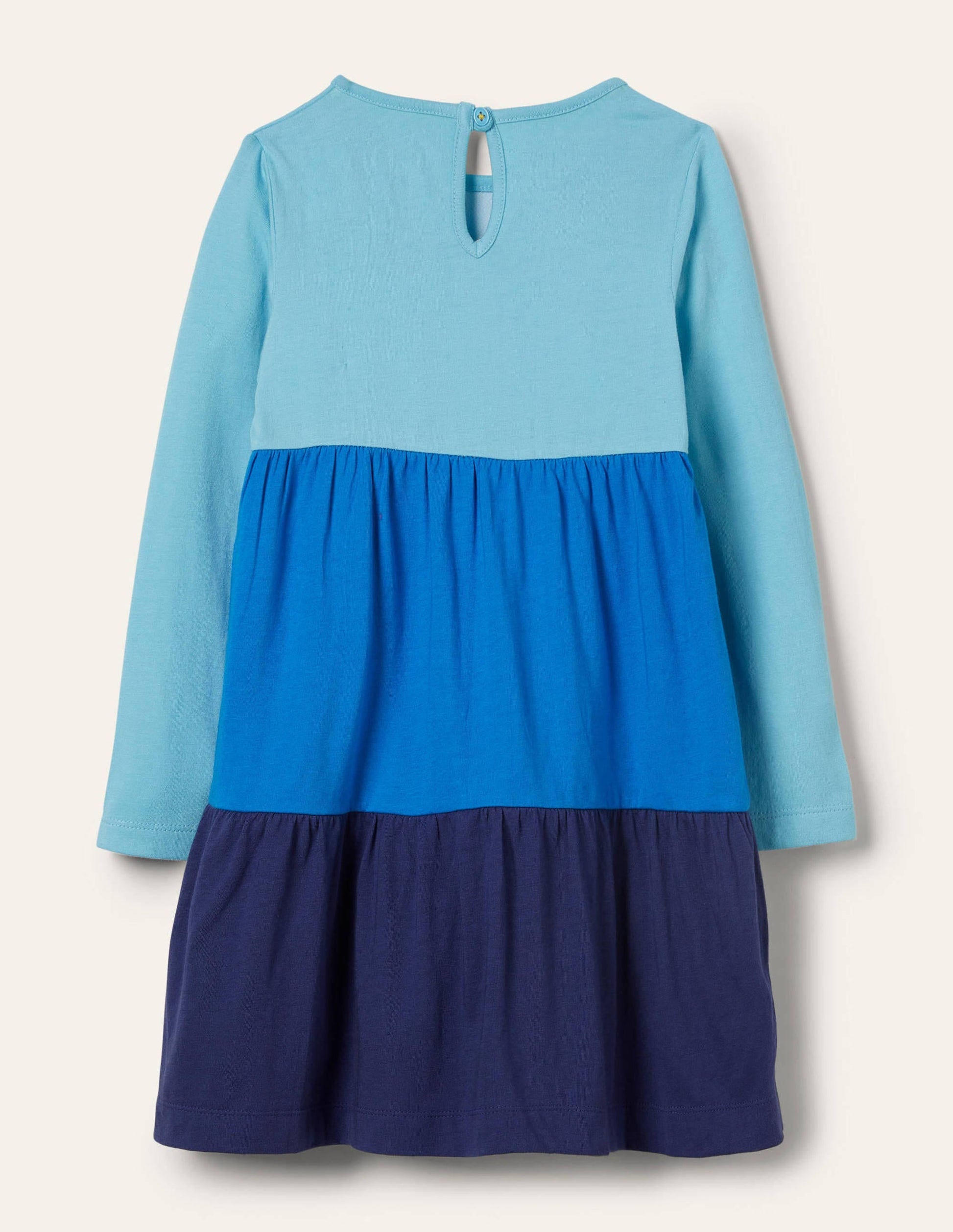 Tiered Appliqué Dress-Aqua Blue Sea Scene-2