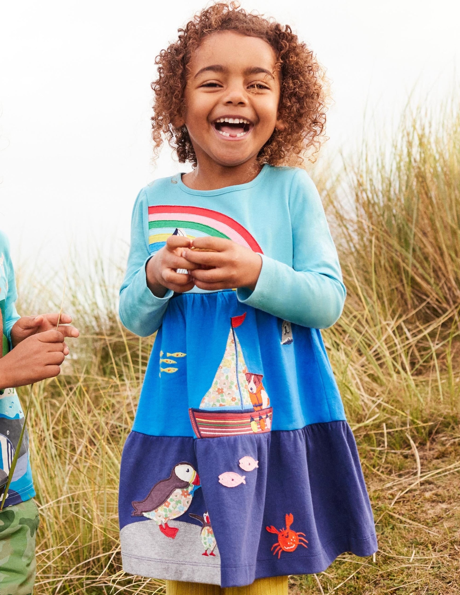 Tiered Appliqué Dress-Aqua Blue Sea Scene-6