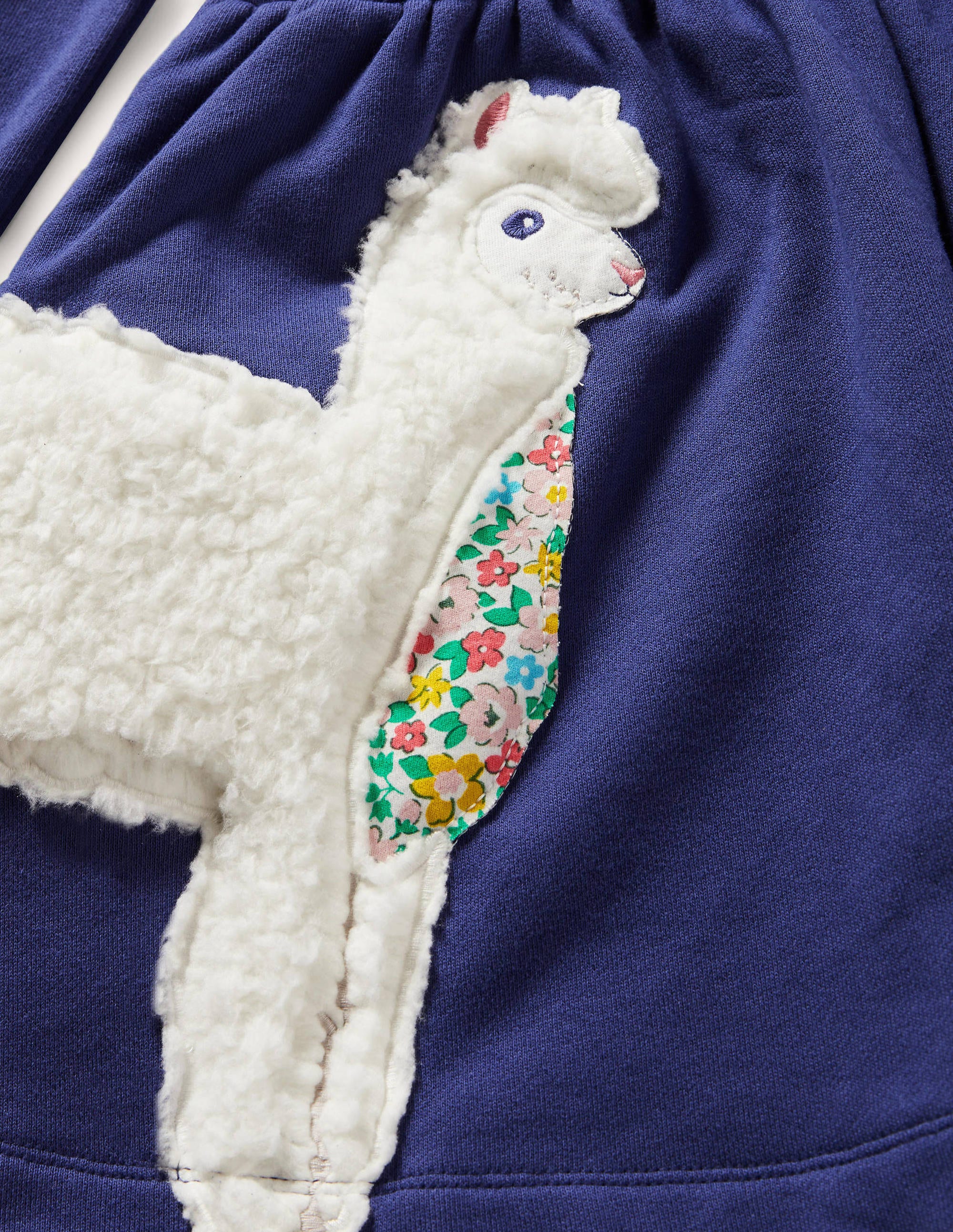 Appliqué Sweatshirt Dress-Starboard Blue Animals - Image 3