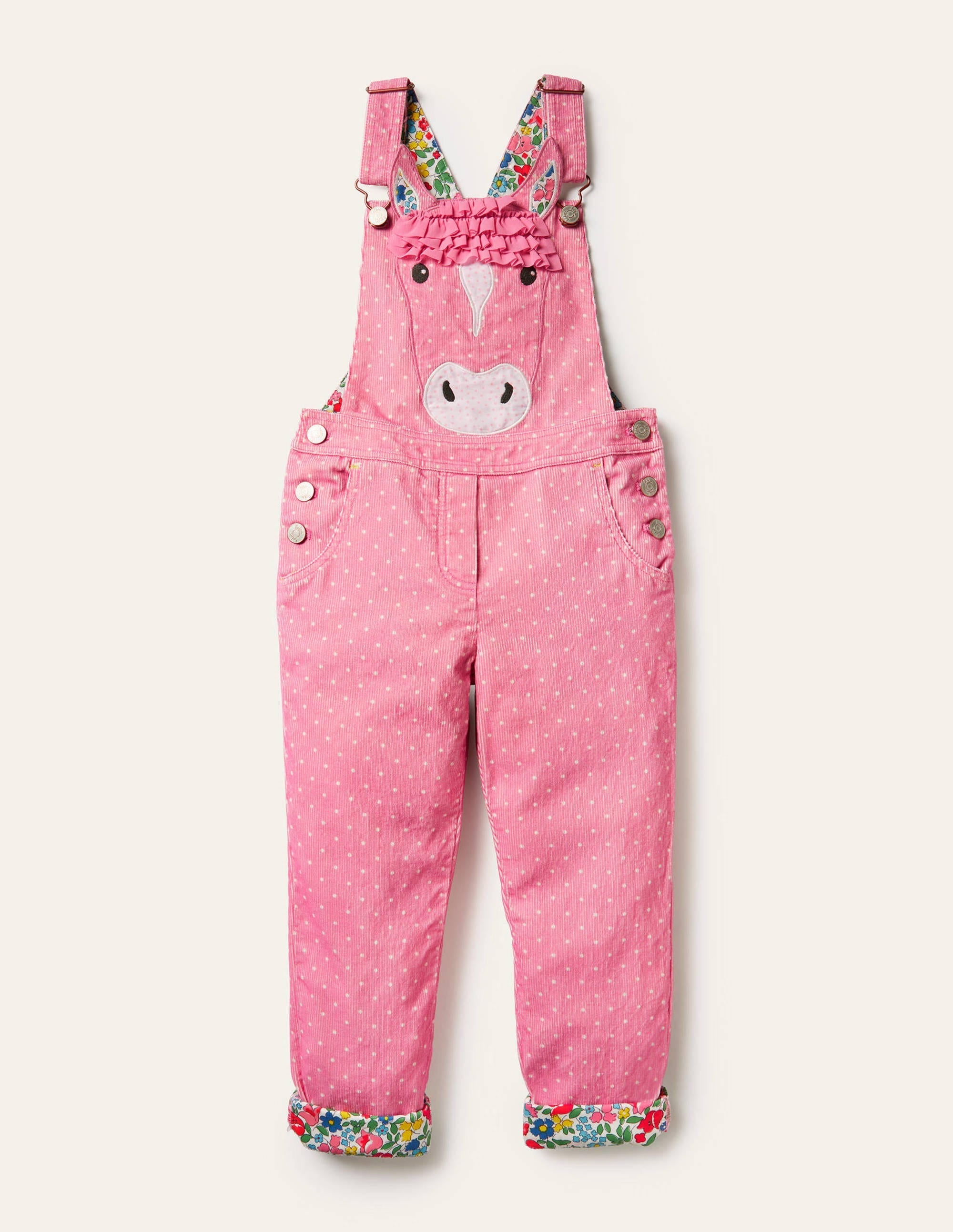 Appliqué Horse Dungarees-Formica Pink - Image 1