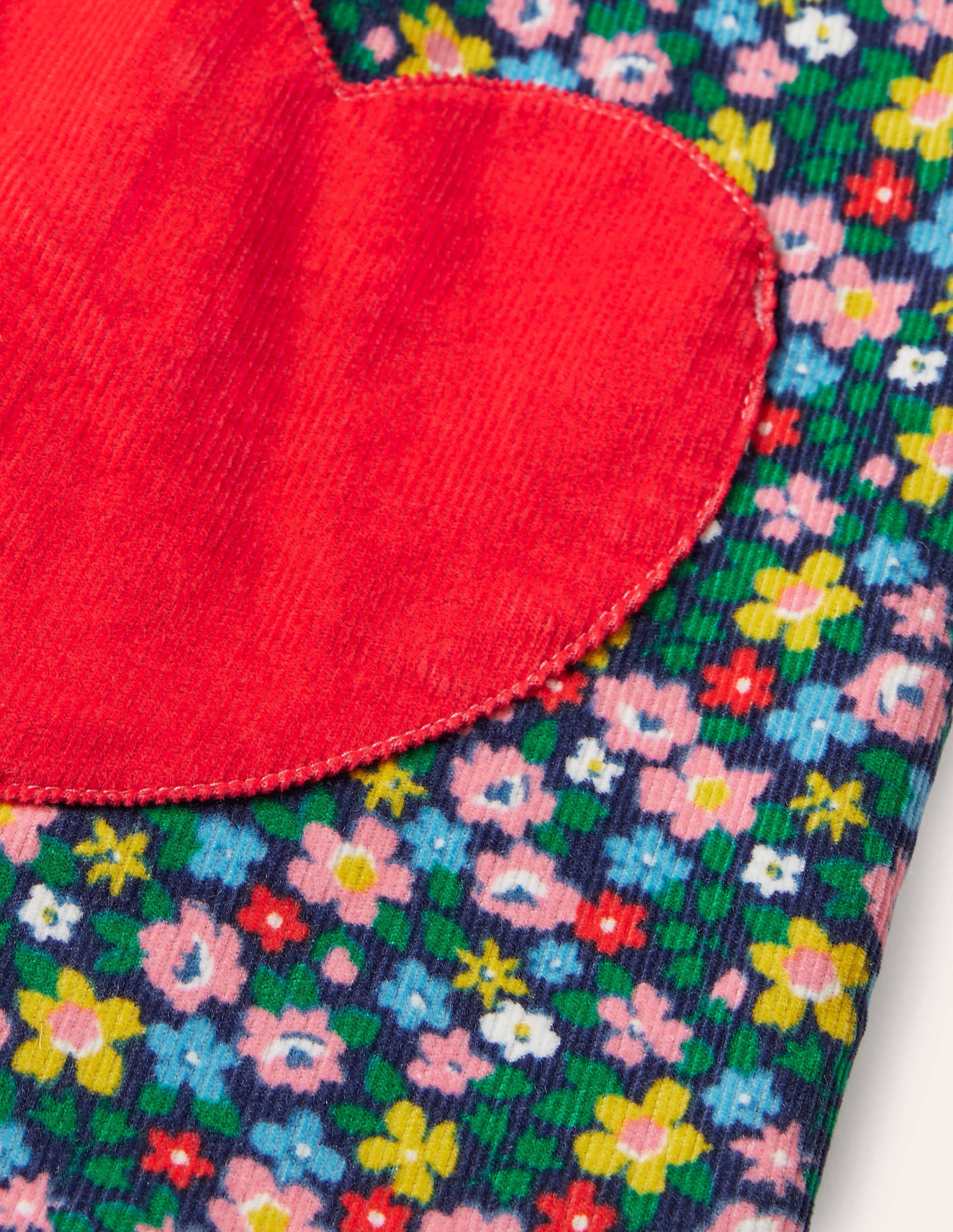 Heart Pocket Cord Skirt-Starboard Blue Spring Floral - Image 3