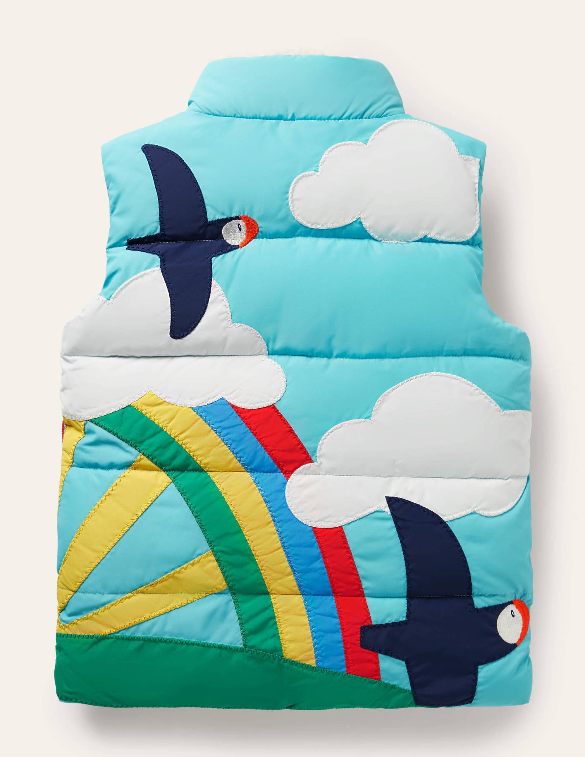 Padded Appliqué Gilet-Aqua Blue Scene - Image 2