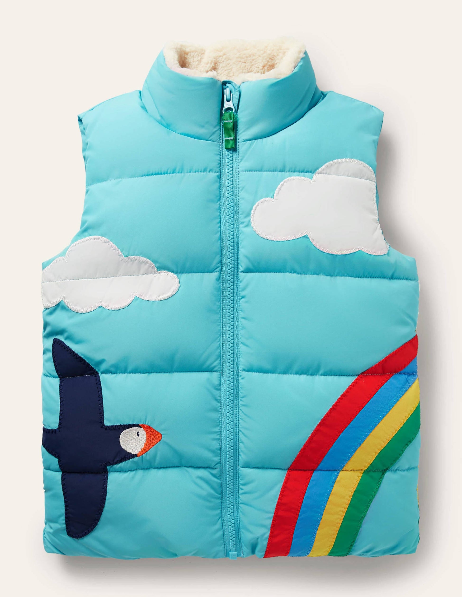 Padded Appliqué Gilet-Aqua Blue Scene-1