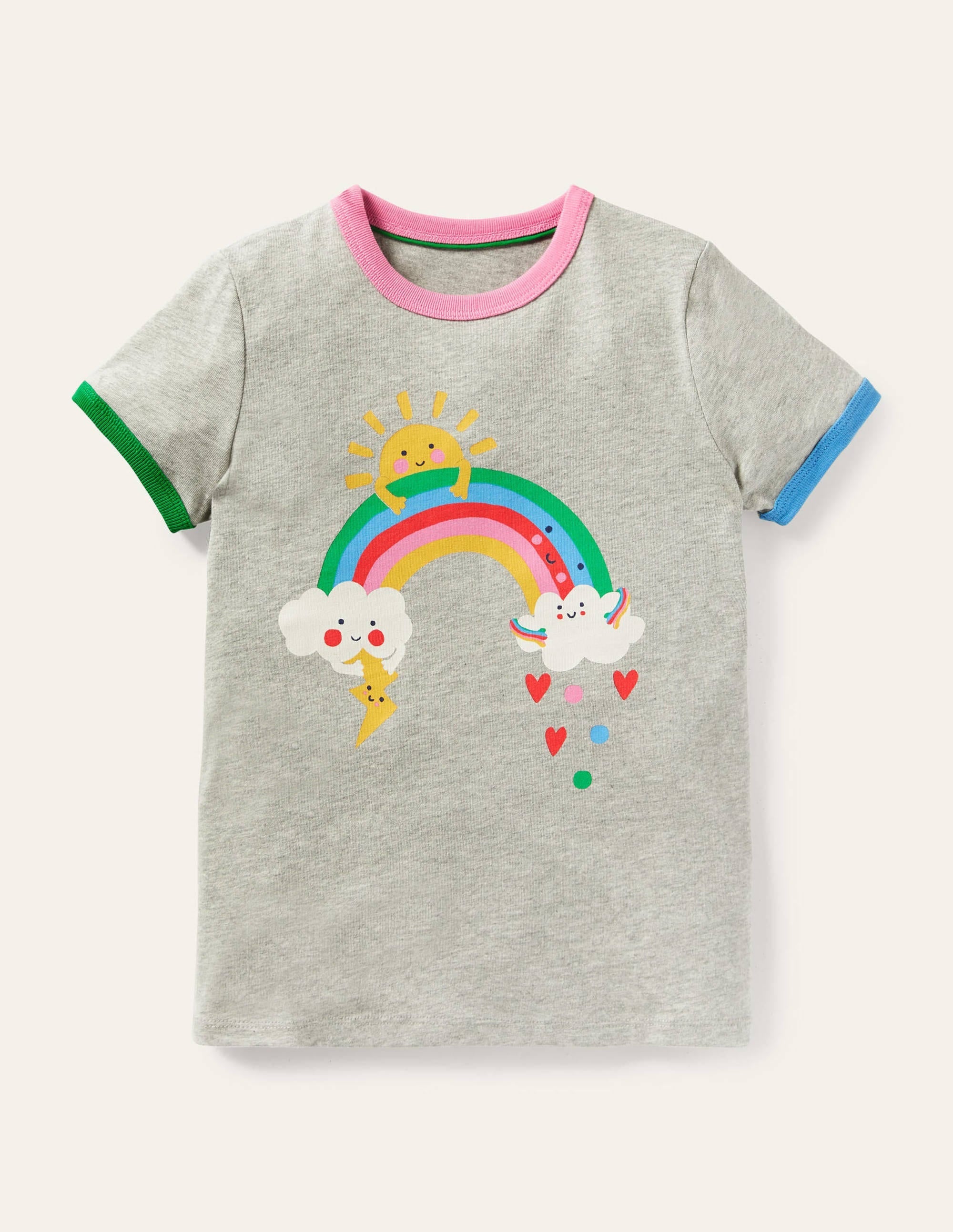 Printed Graphic T-shirt-Grey Marl Weather - Image 1