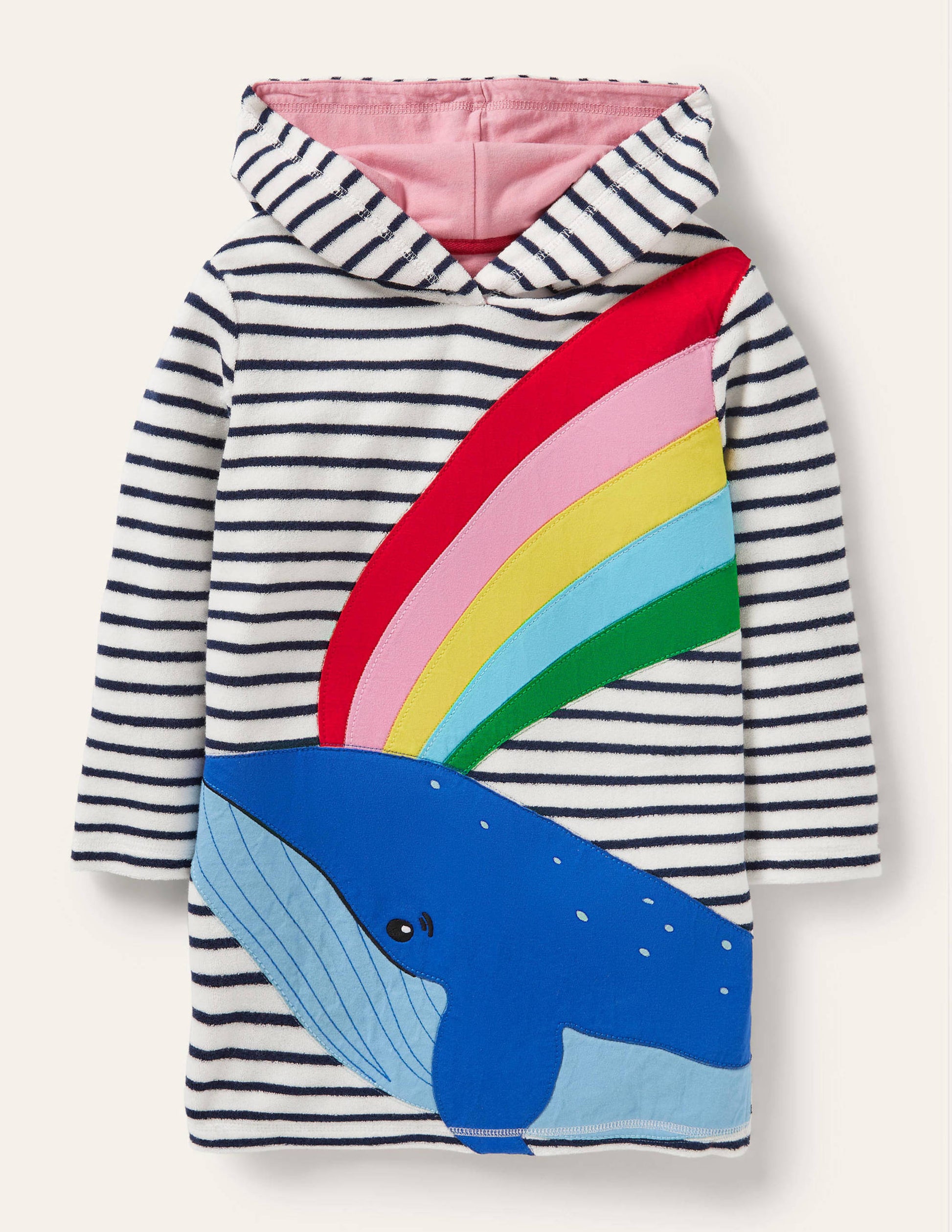 Appliqué Towelling Beach Dress-Ivory/ Starboard Blue Whale-1