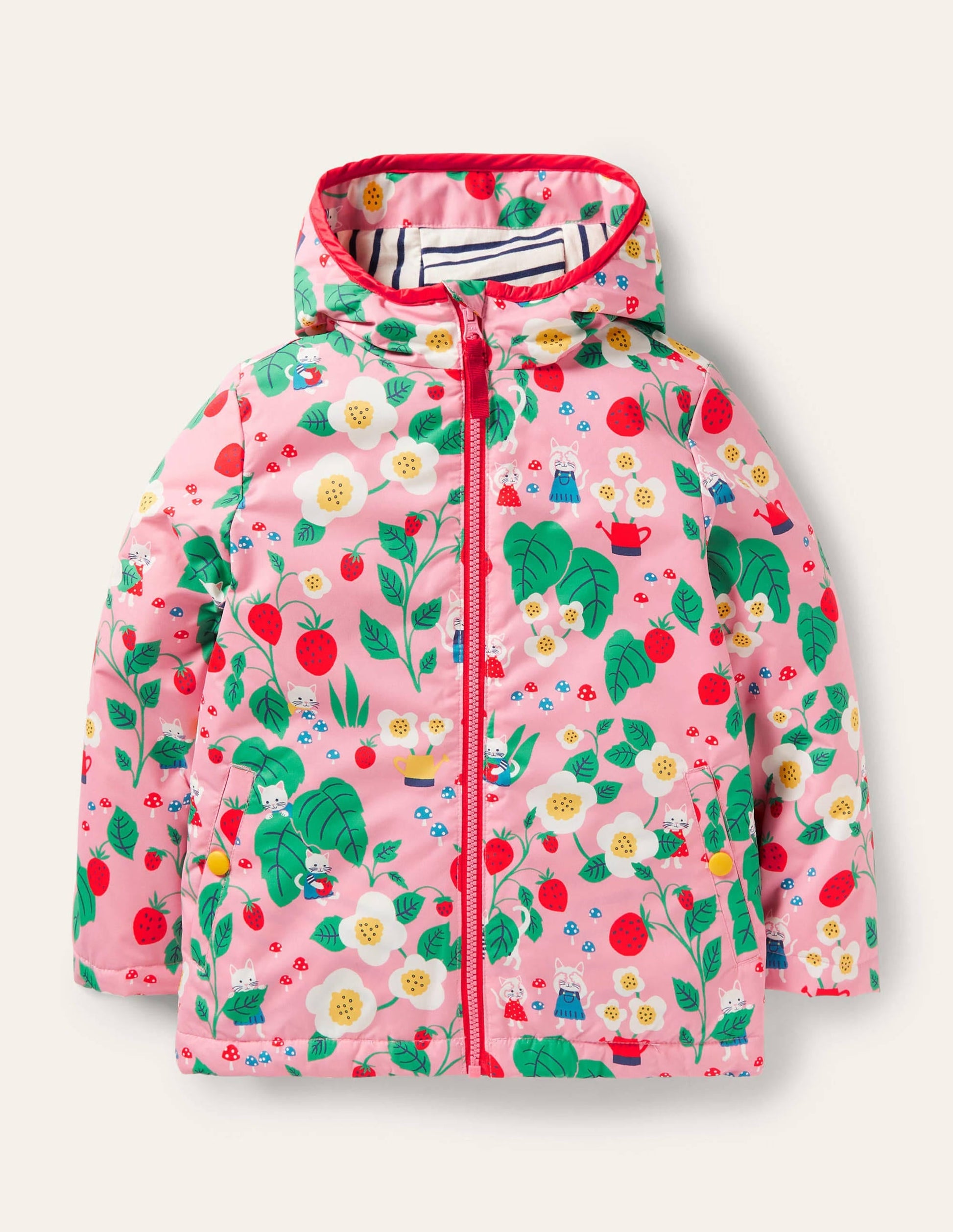 Jersey Lined Showerproof Coat-Pink Lemonade Strawberry Patch-1