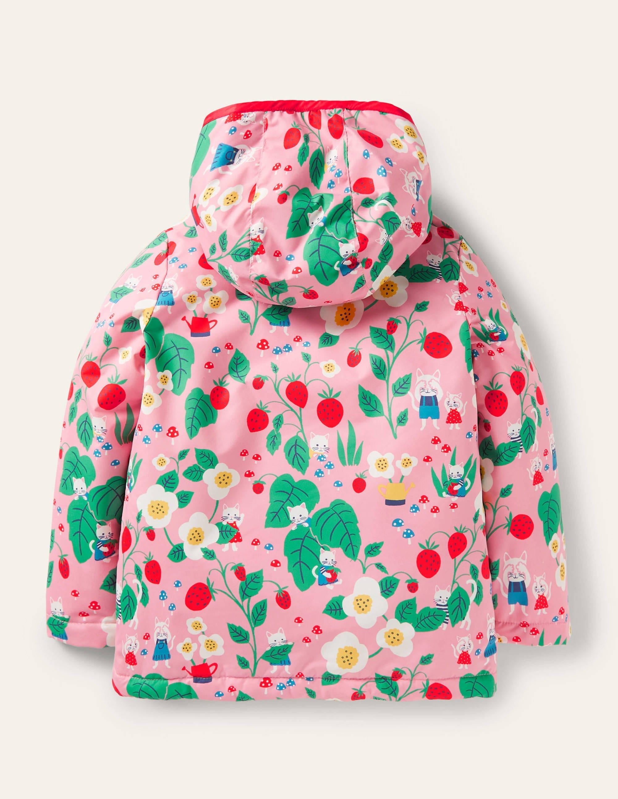 Jersey Lined Showerproof Coat-Pink Lemonade Strawberry Patch - Image 2
