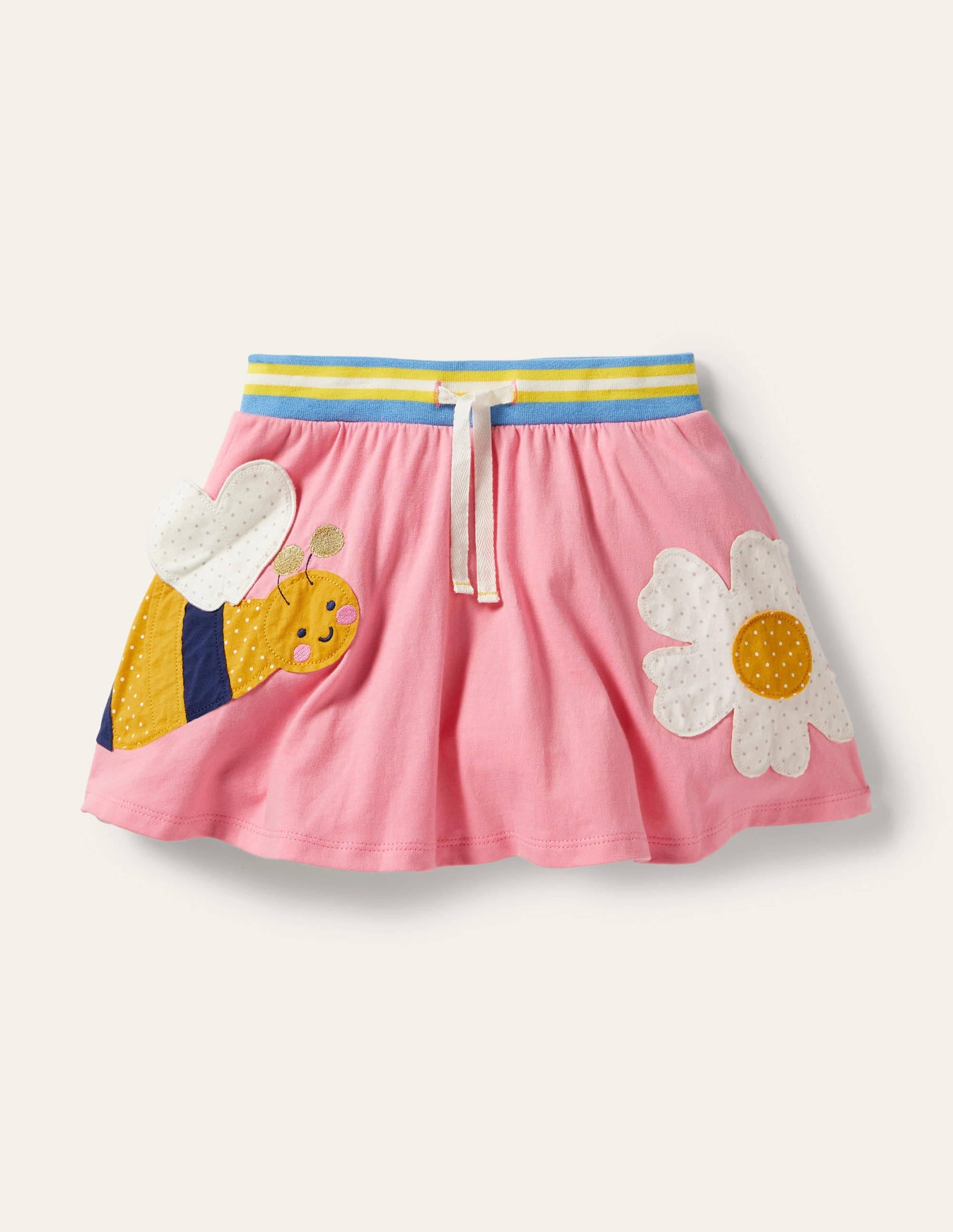Appliqué Jersey Skort-Pink Lemonade Bee - Image 1
