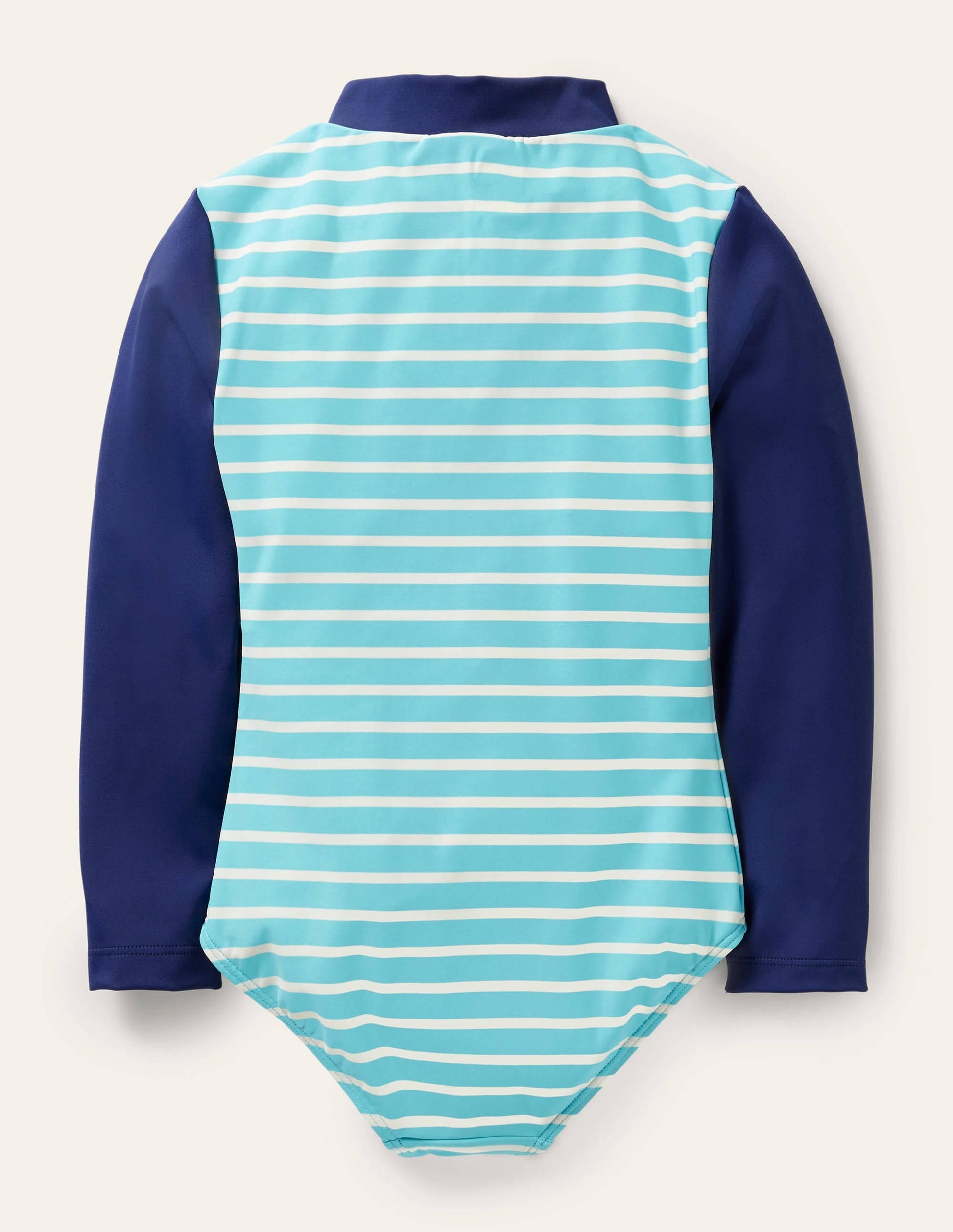 Long-sleeved Appliqué Swimsuit-Aqua/Ivory Puffins-2