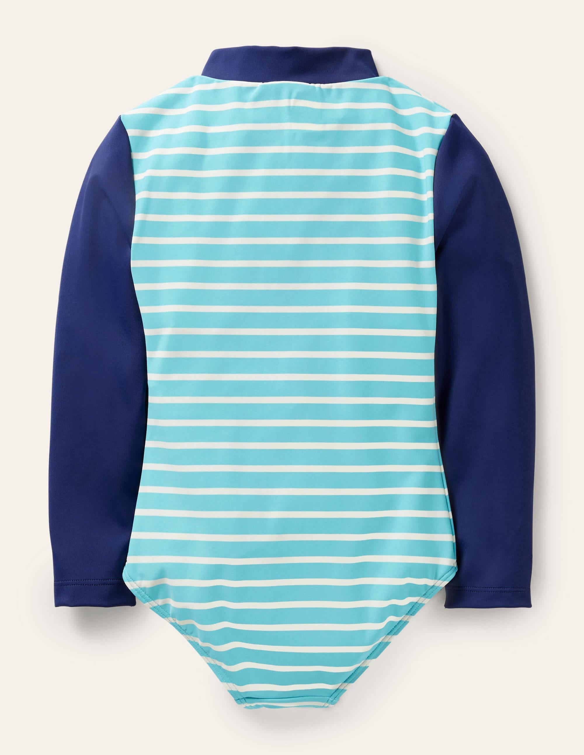 Long-sleeved Appliqué Swimsuit-Aqua/Ivory Puffins - Image 2