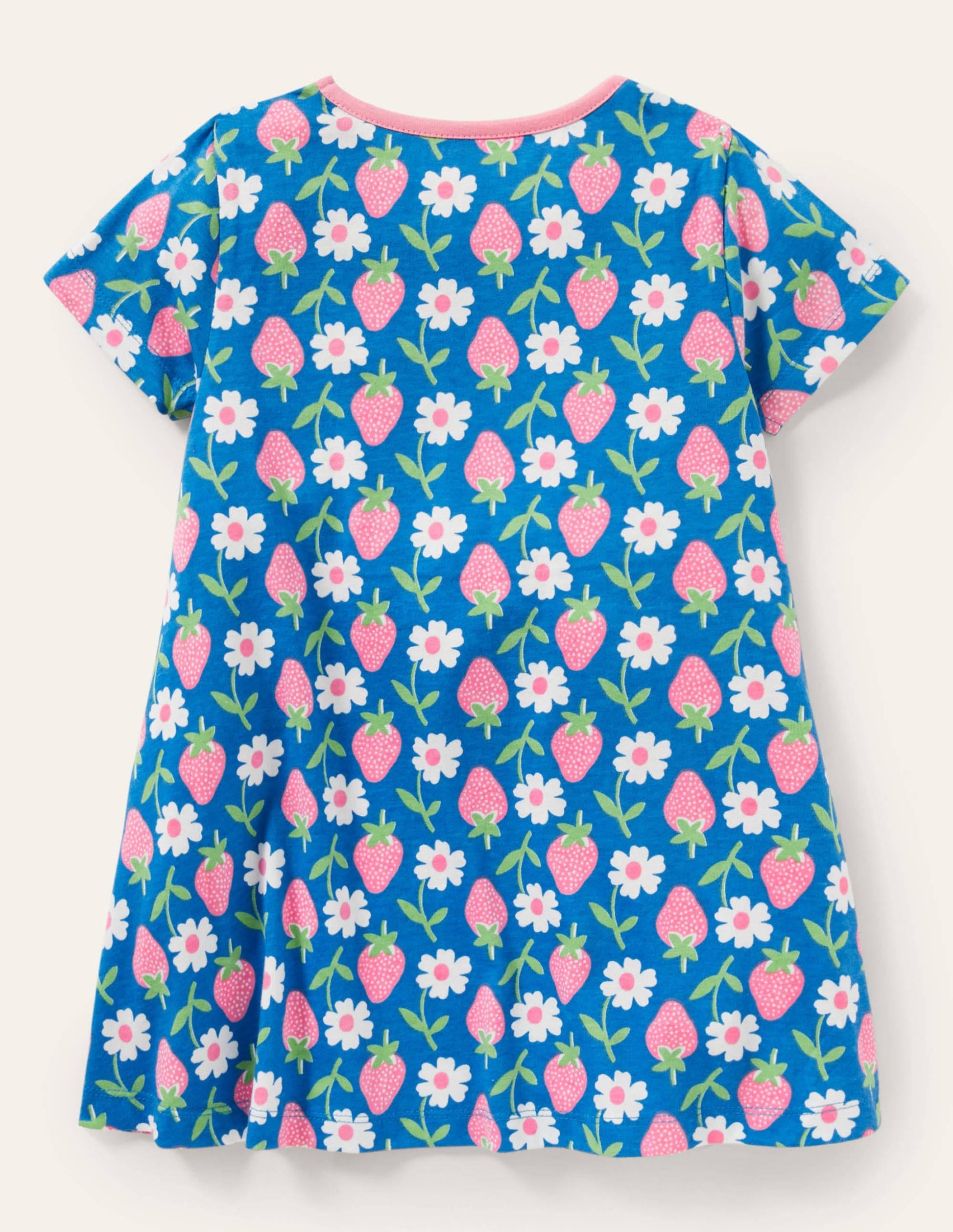 Short-sleeved Printed Tunic-Marina Blue Strawberry Stamp-2