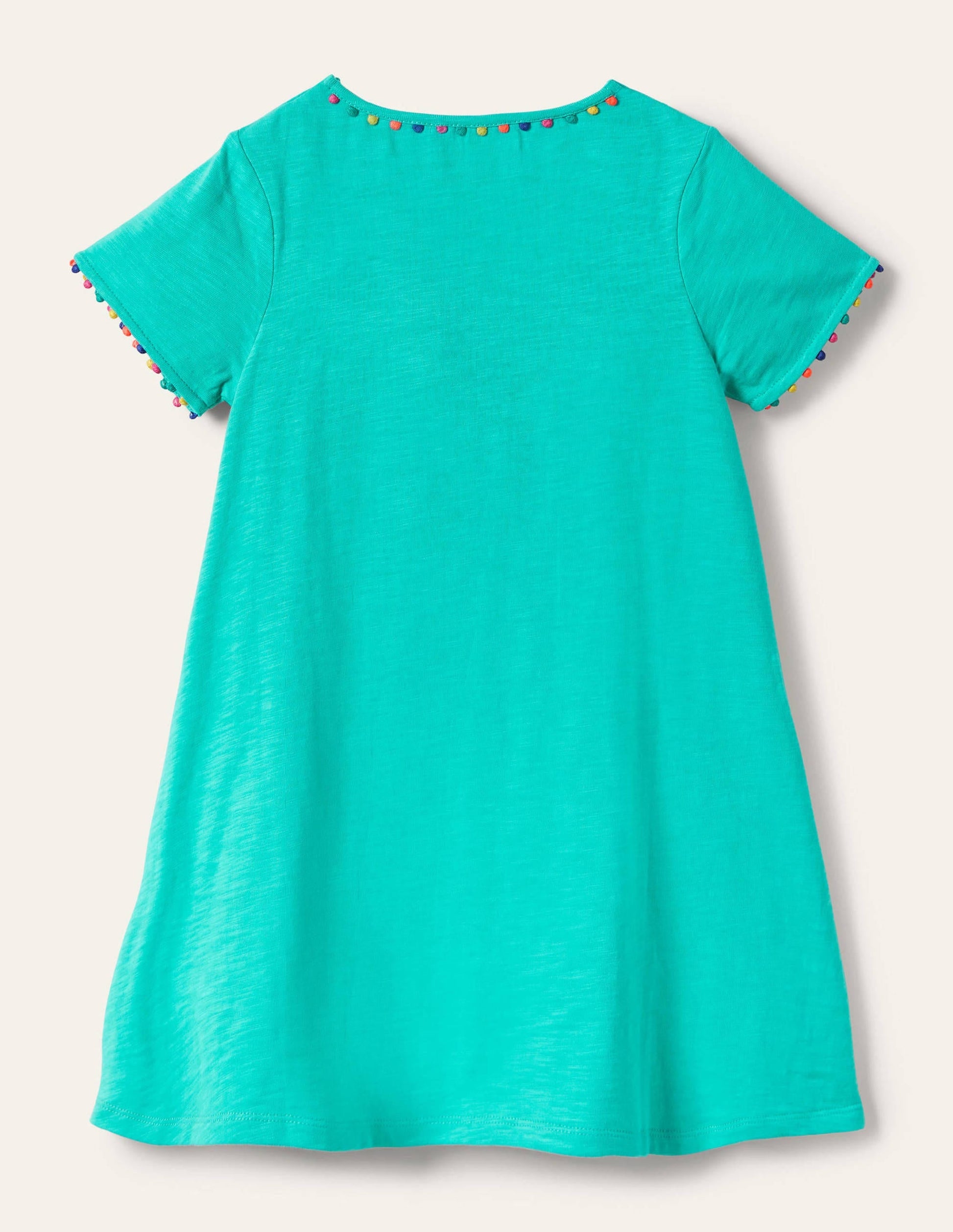 Charlie Pom Jersey Dress-Turquoise-2