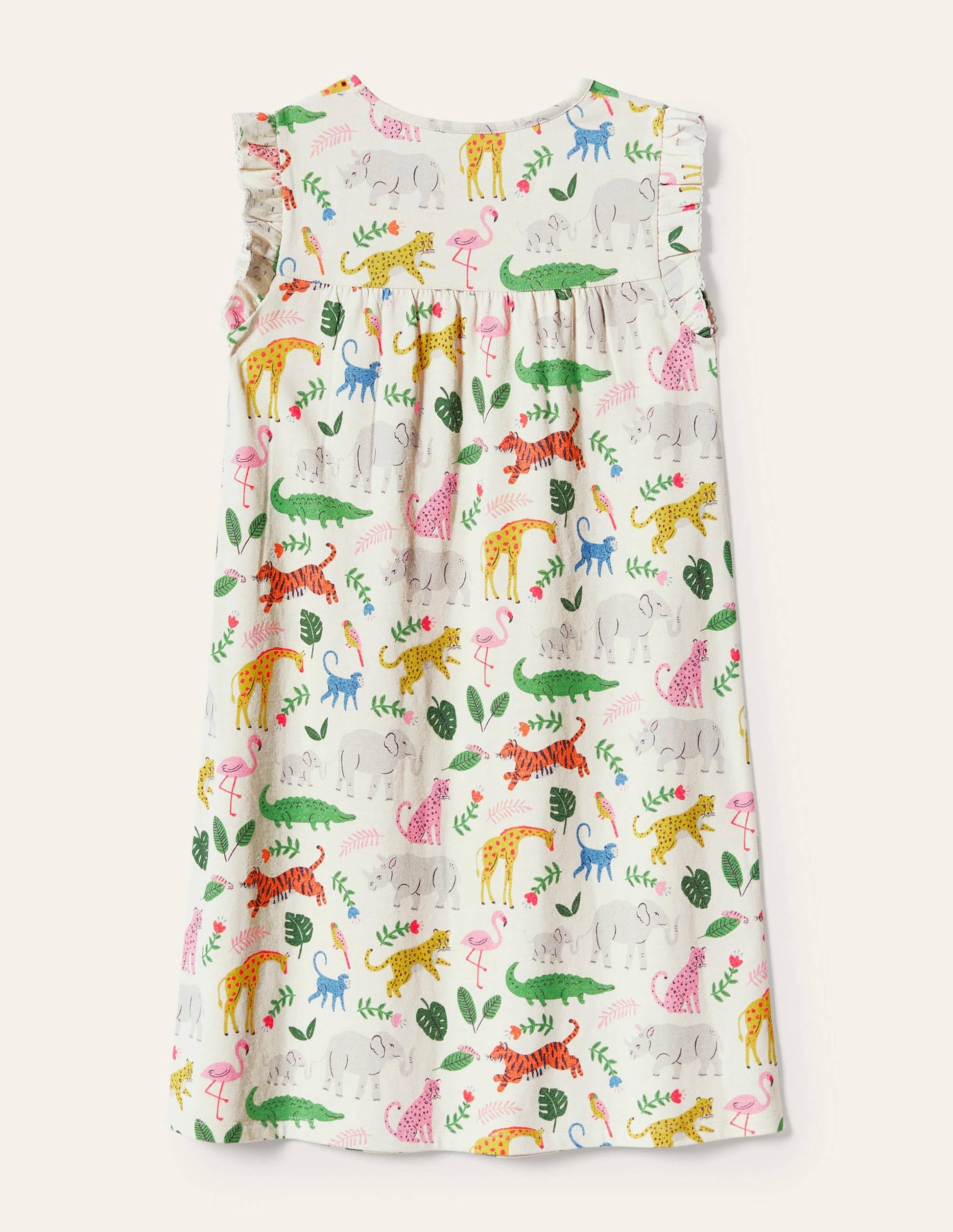 Printed Short-sleeved Nightie-Multi Jungle Stamp-2