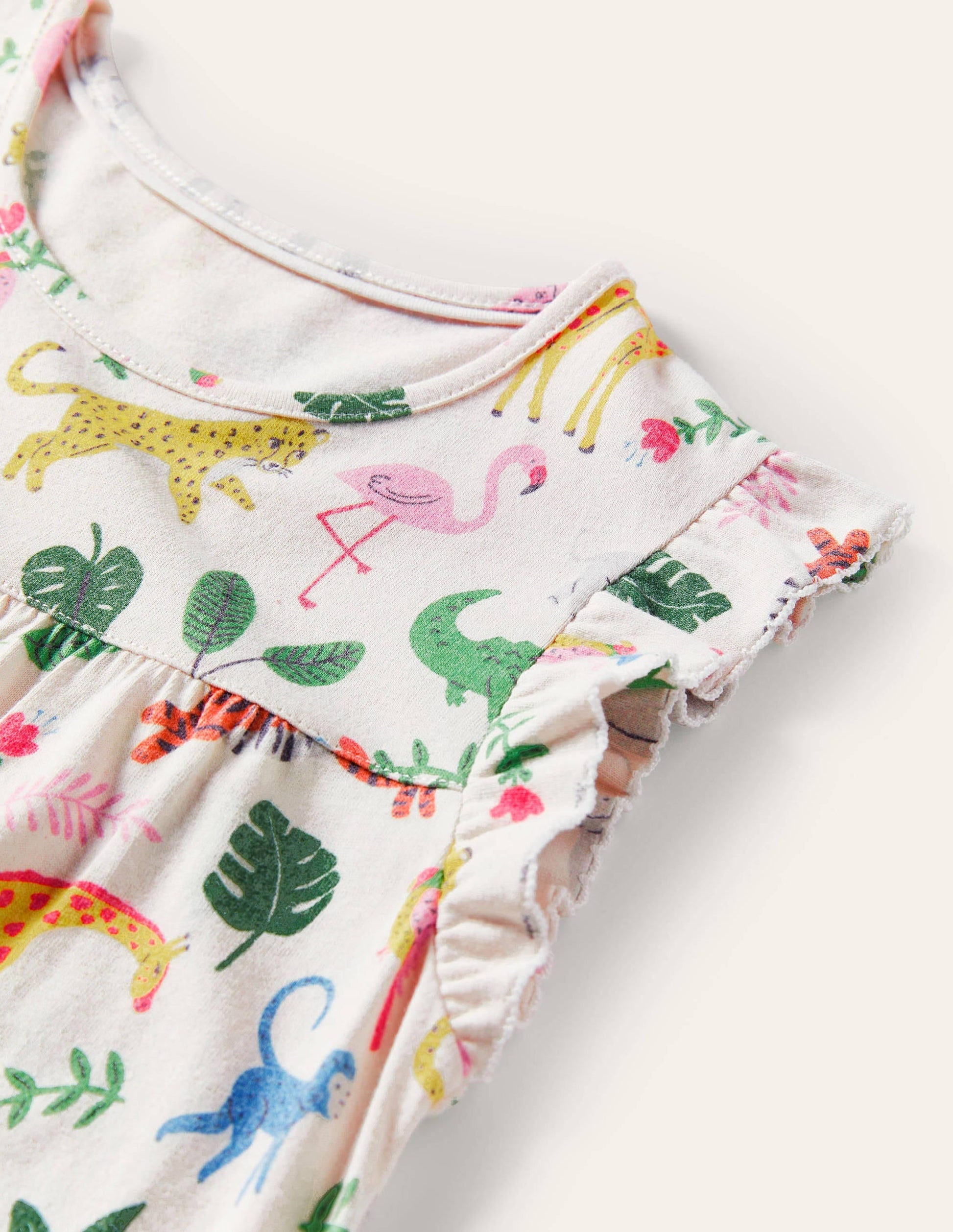 Printed Short-sleeved Nightie-Multi Jungle Stamp-3