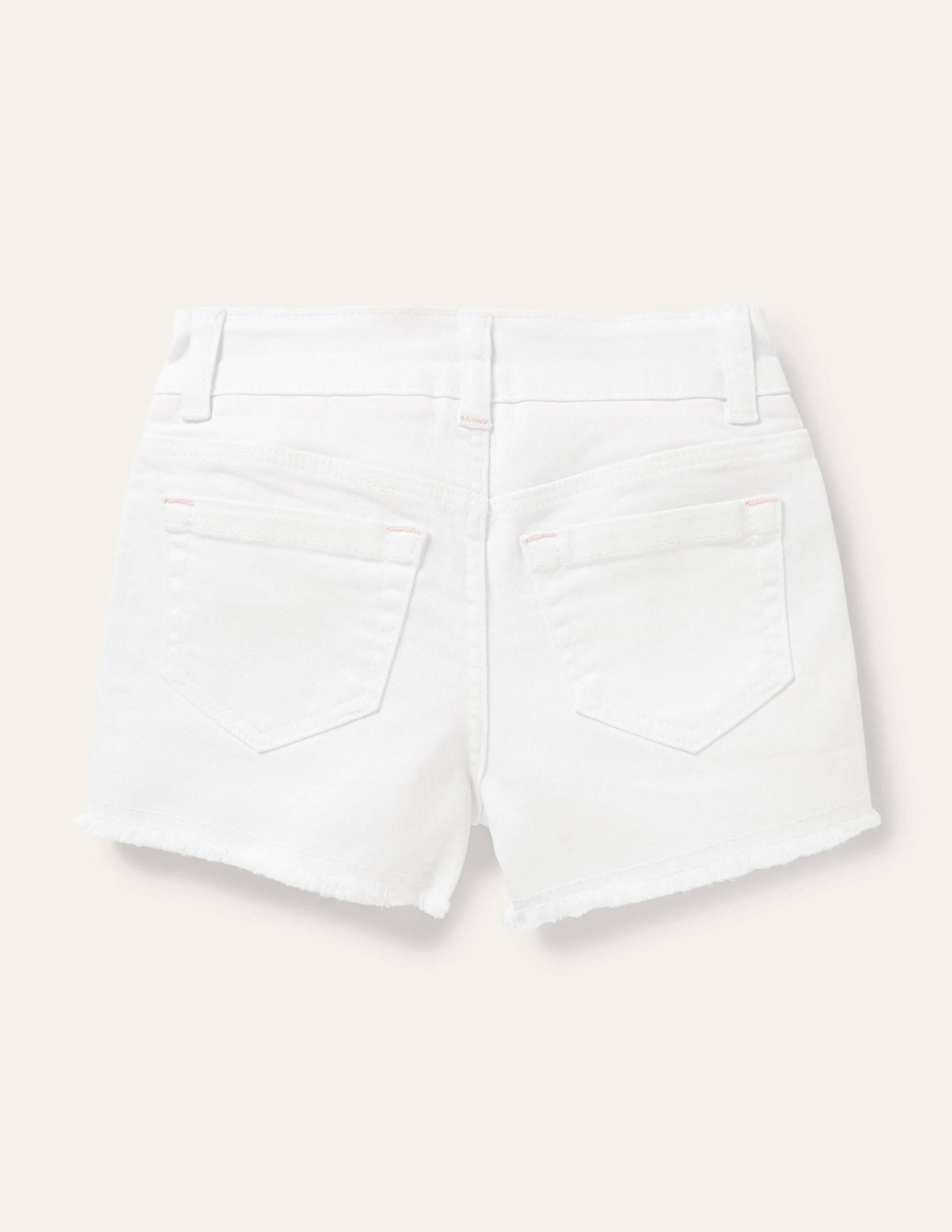 Denim Shorts-White Parrot Embroidery-2