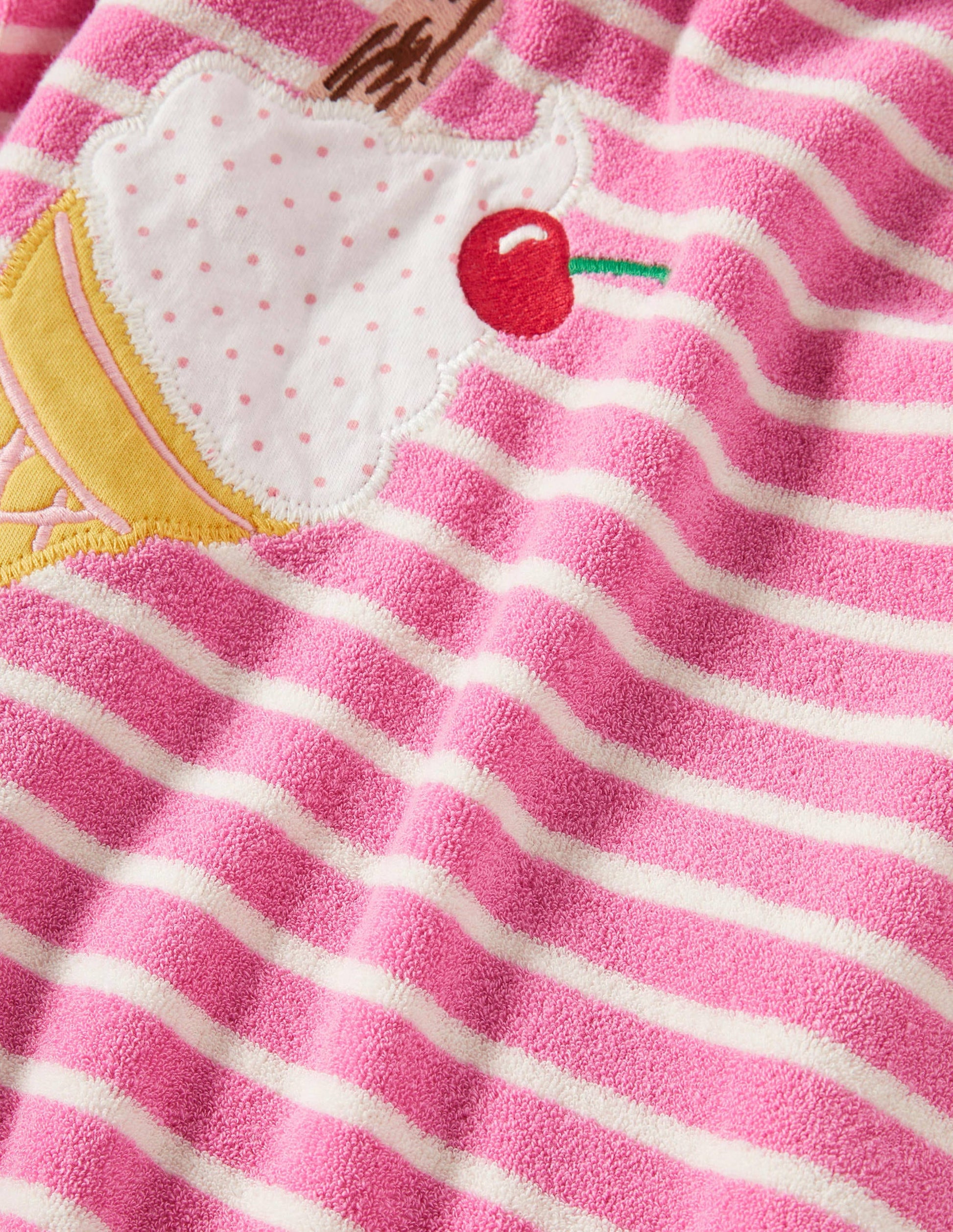 Appliqué Towelling Beach Dress-Bright Petal / Ivory Ice Cream-3
