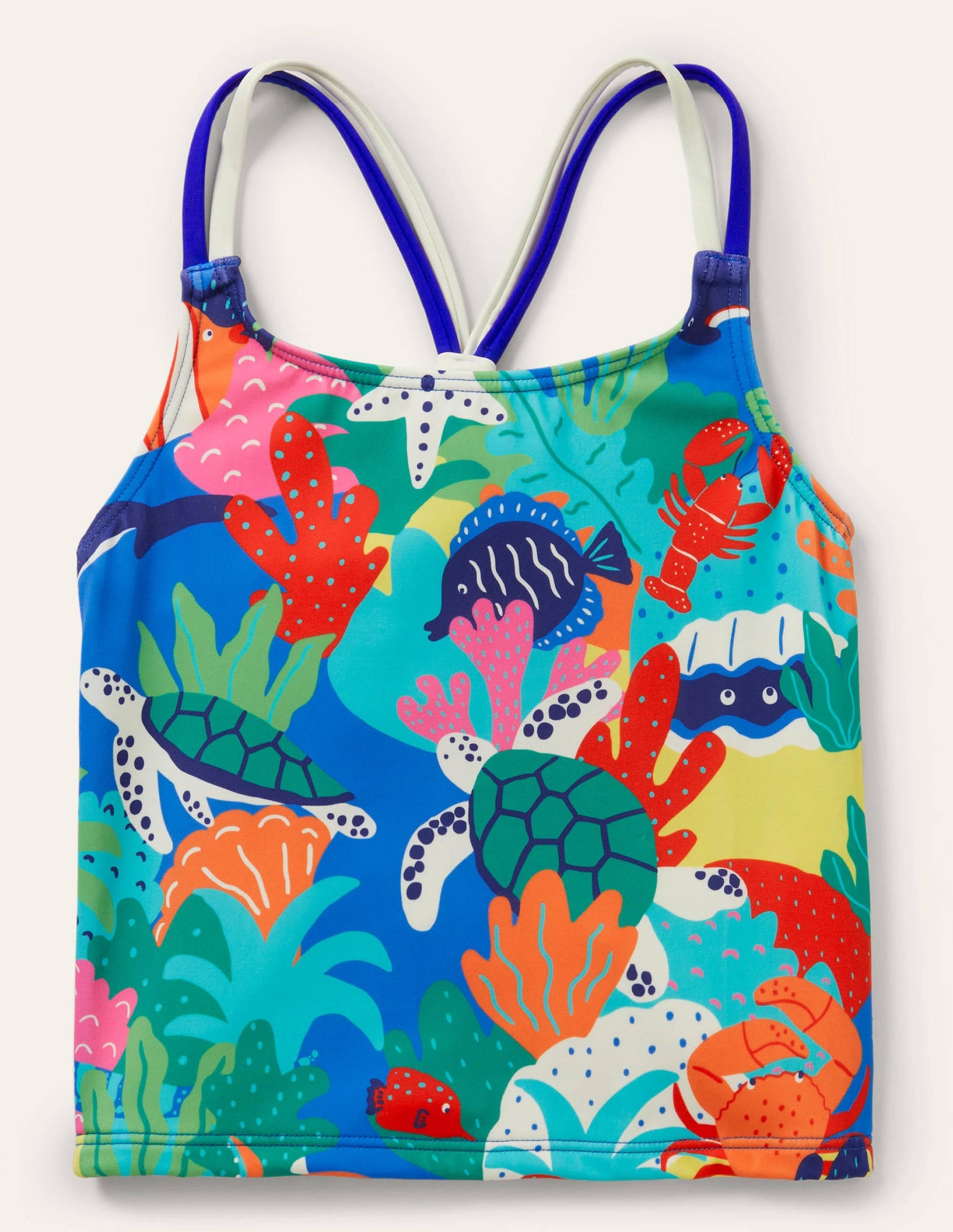 Patterned Tankini Top-Multi Rainbow Reef-1
