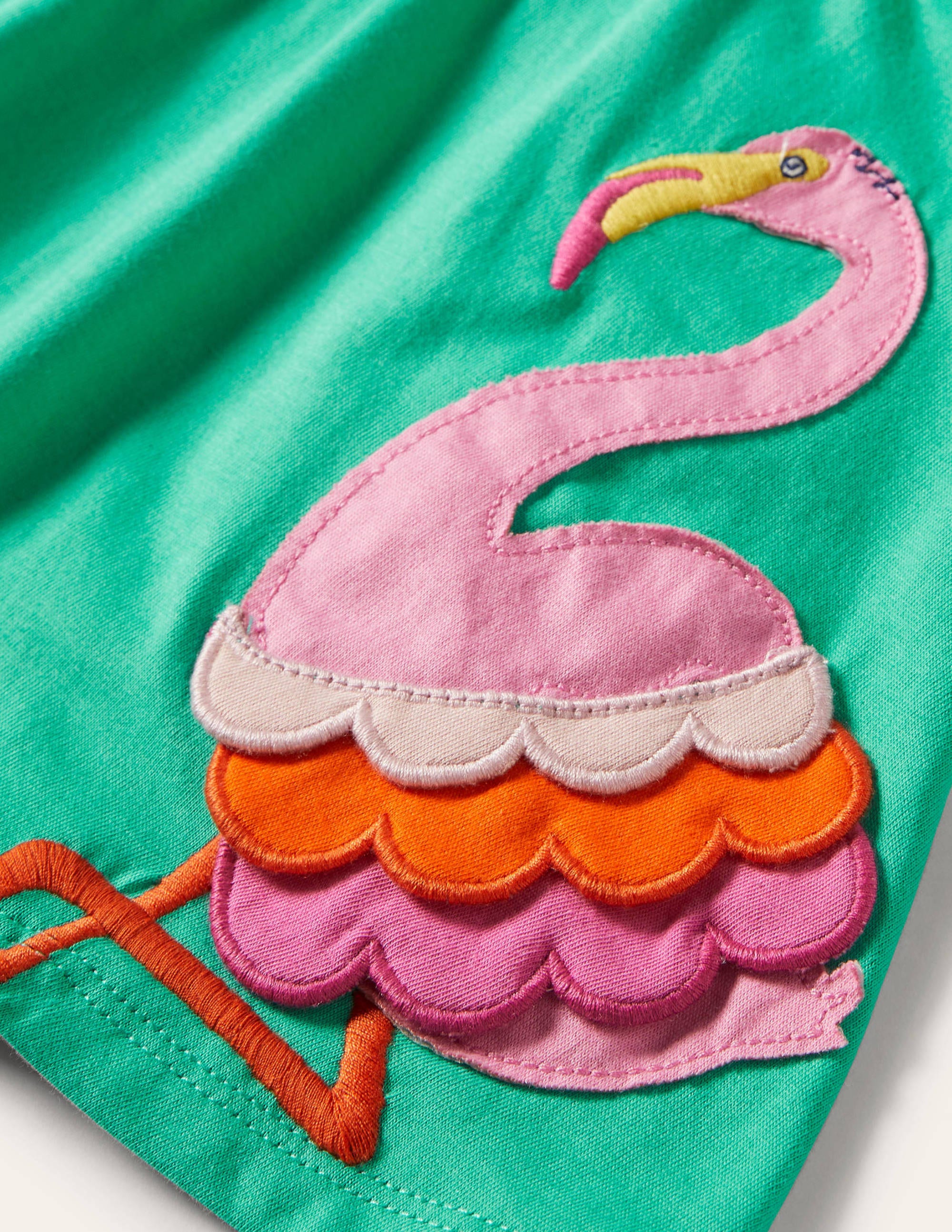 Appliqué Jersey Skort-Tropical Green Flamingo - Image 3