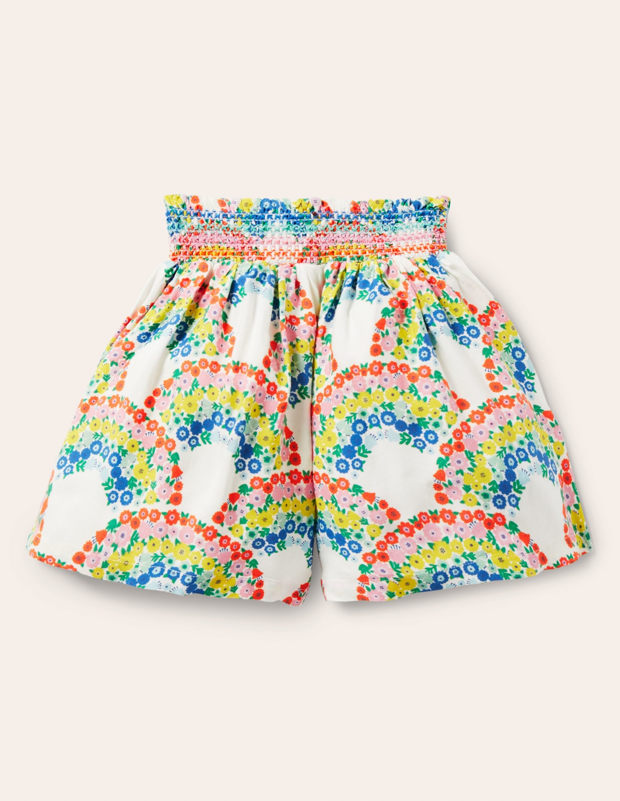 Shirred Waist Culottes-Multi Rainbow Floral - Image 2