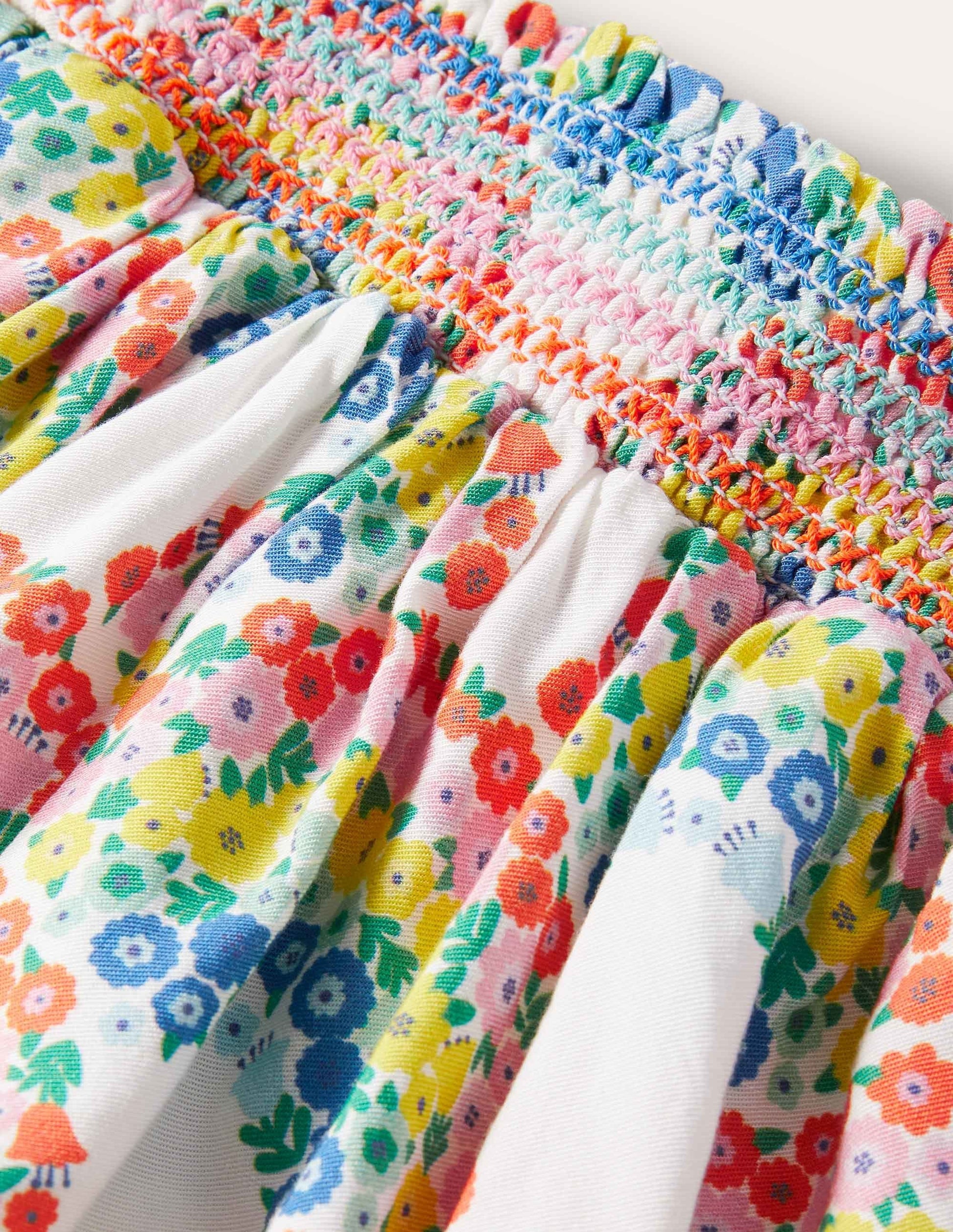 Shirred Waist Culottes-Multi Rainbow Floral-3