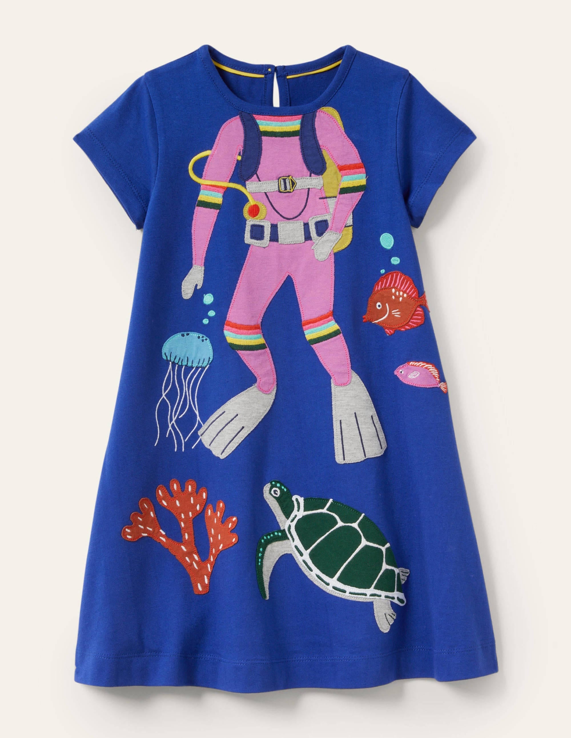 Fun Big Appliqué Dress-Blue Wave Diver - Image 1