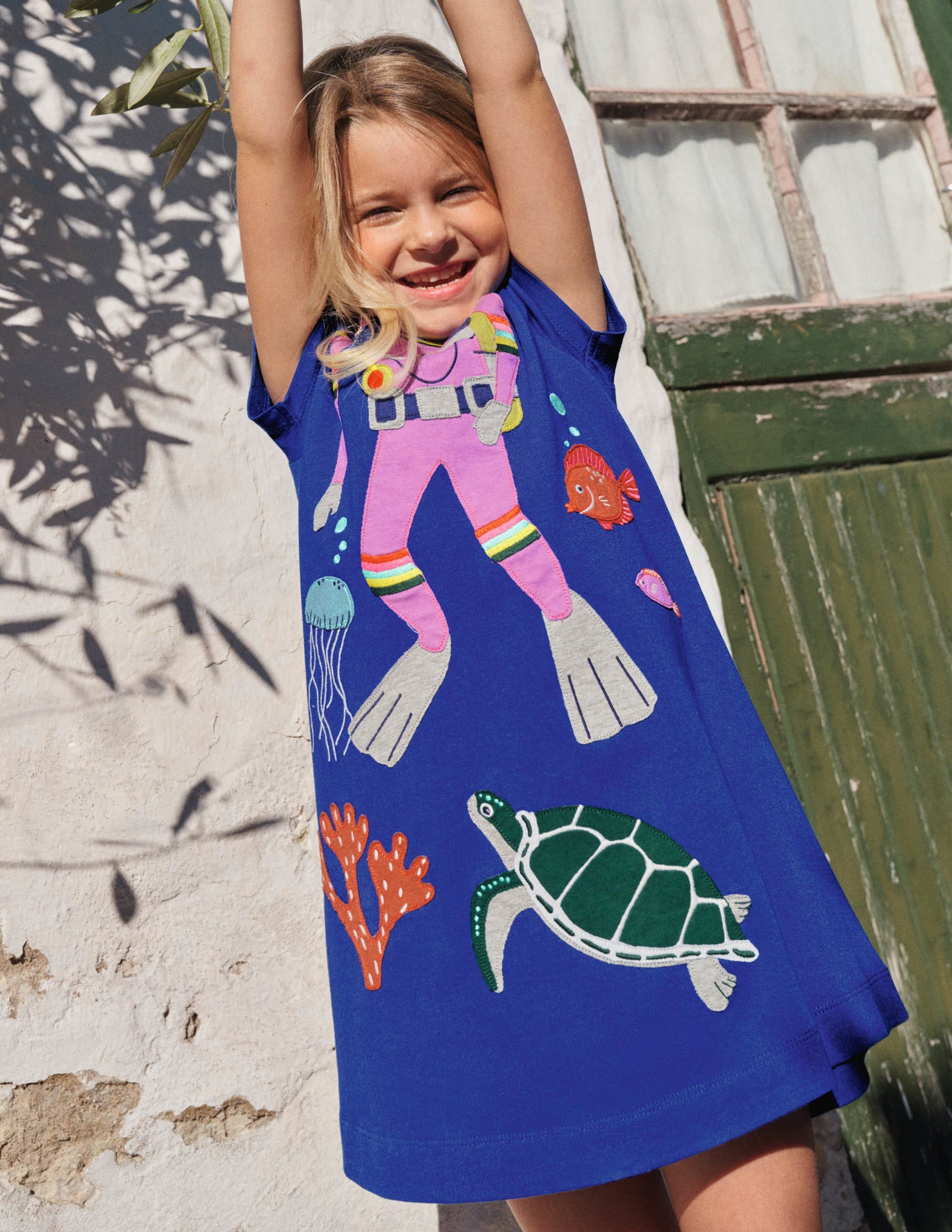 Fun Big Appliqué Dress-Blue Wave Diver-4