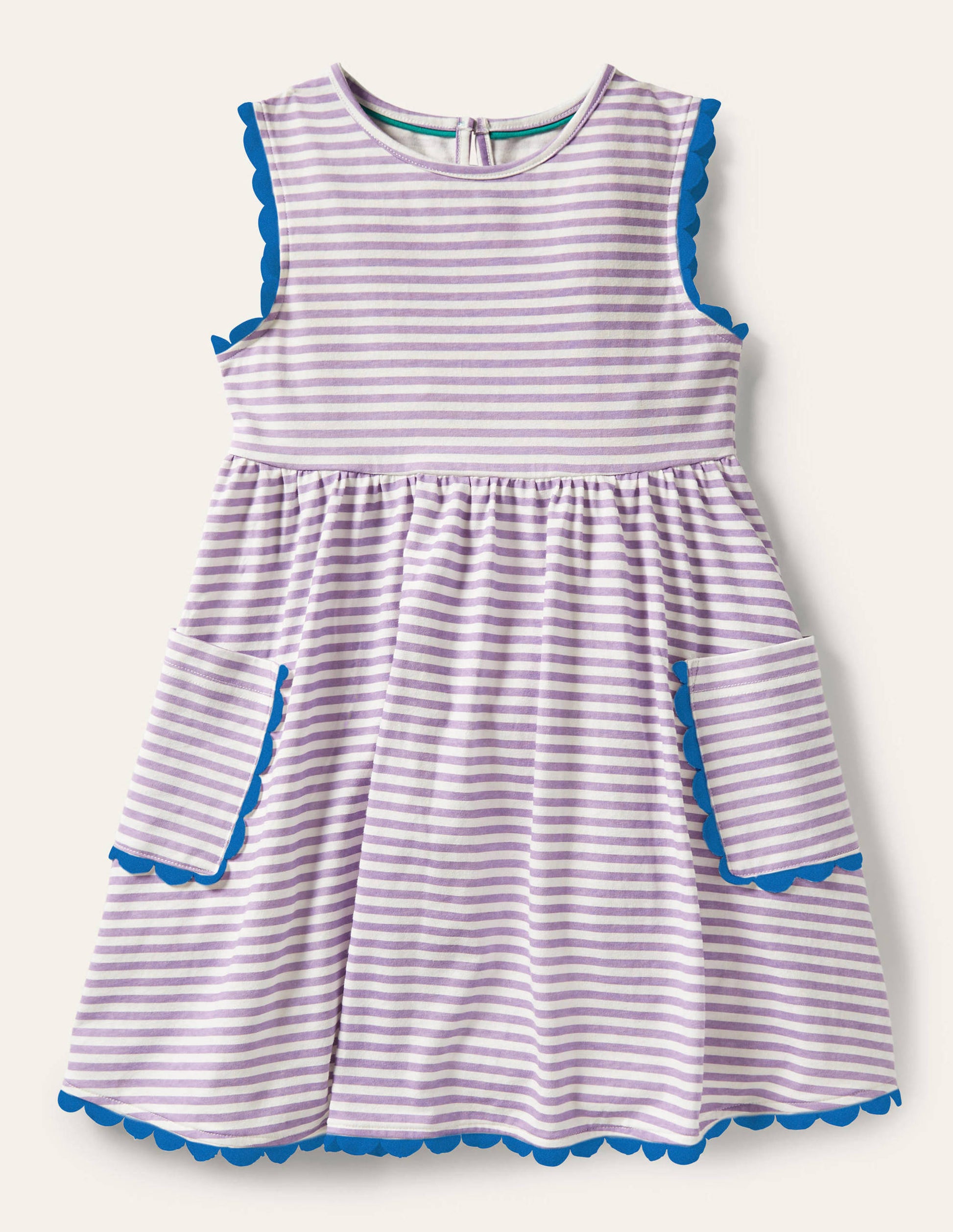 Trim Detail Jersey Dress-White / Cool Violet Purple-1