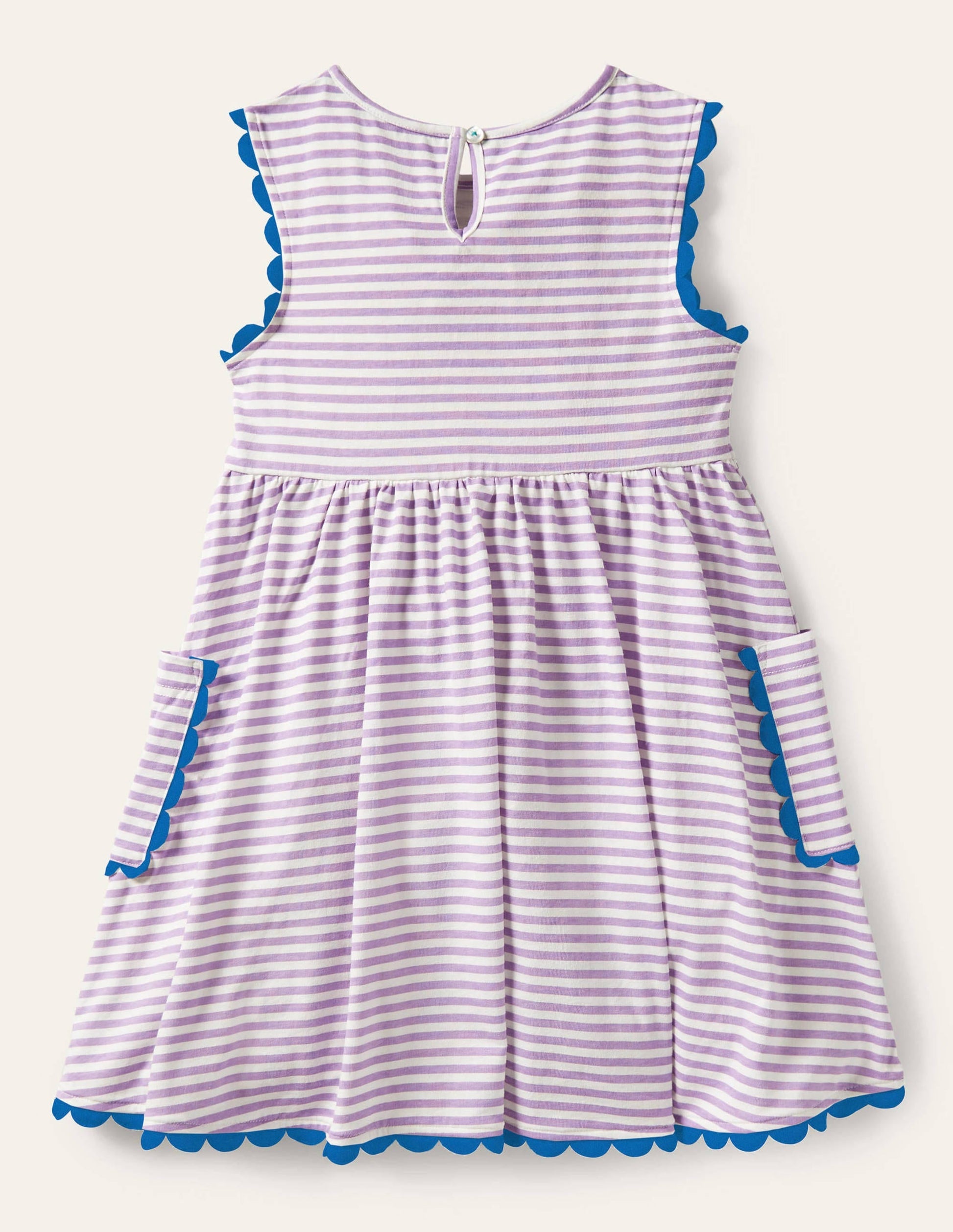 Trim Detail Jersey Dress-White / Cool Violet Purple-2