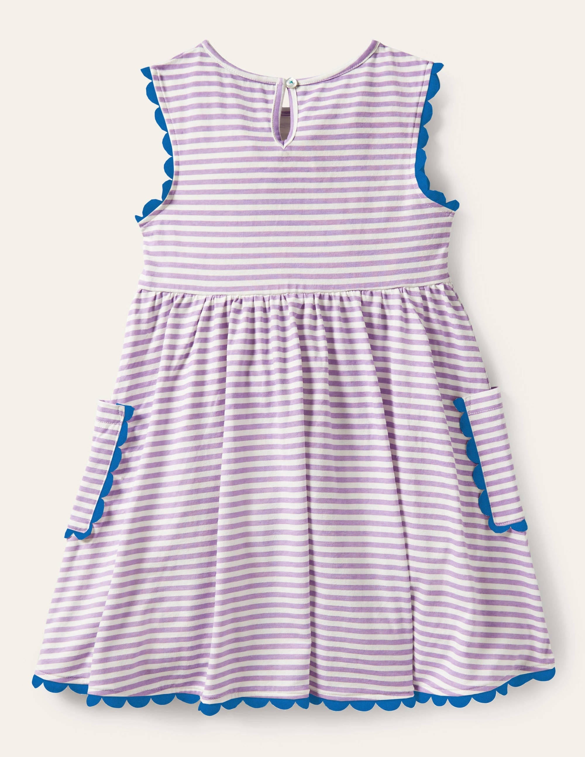 Trim Detail Jersey Dress-White / Cool Violet Purple - Image 2