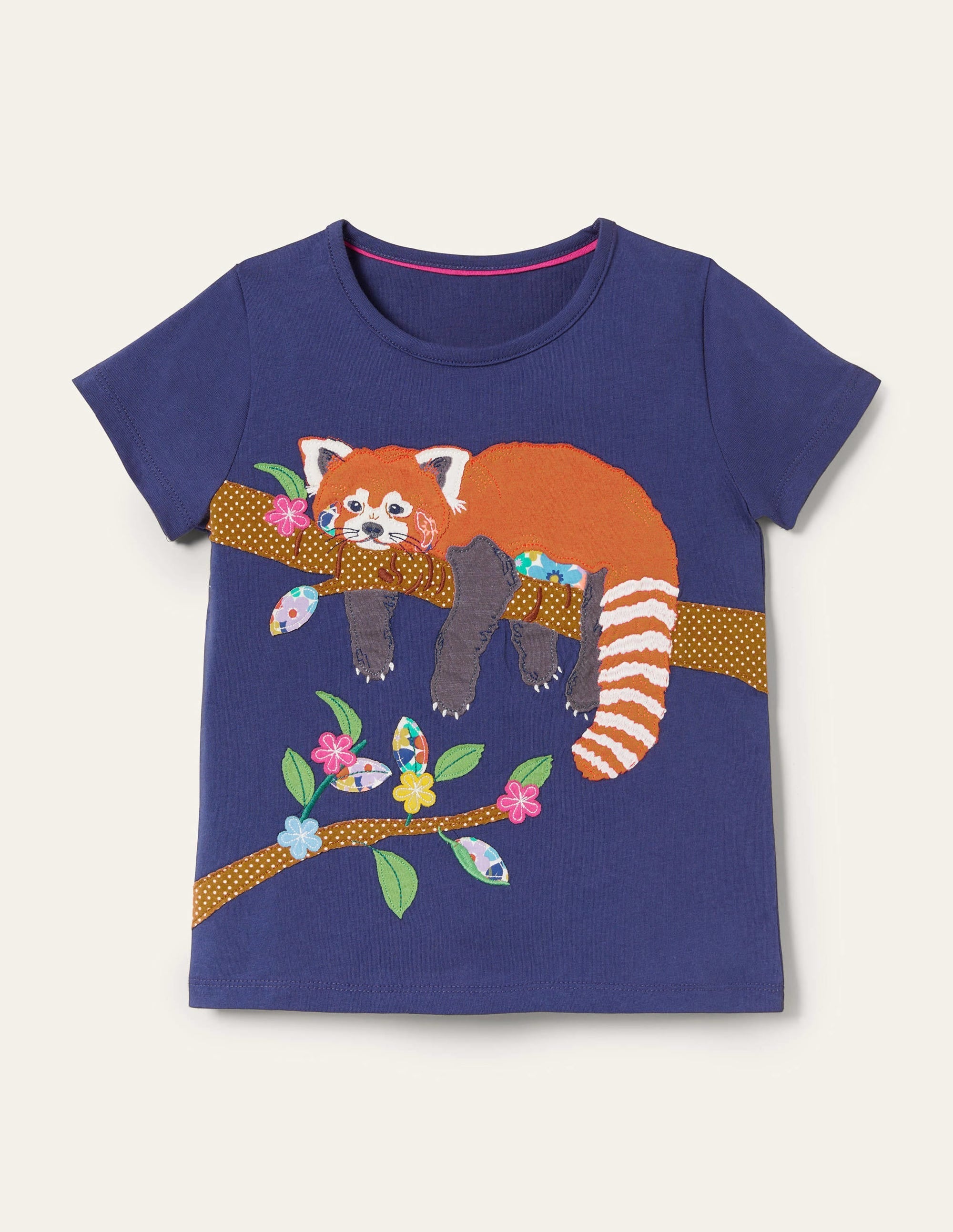 Short-sleeved Appliqué T-shirt-Starboard Red Panda - Image 1