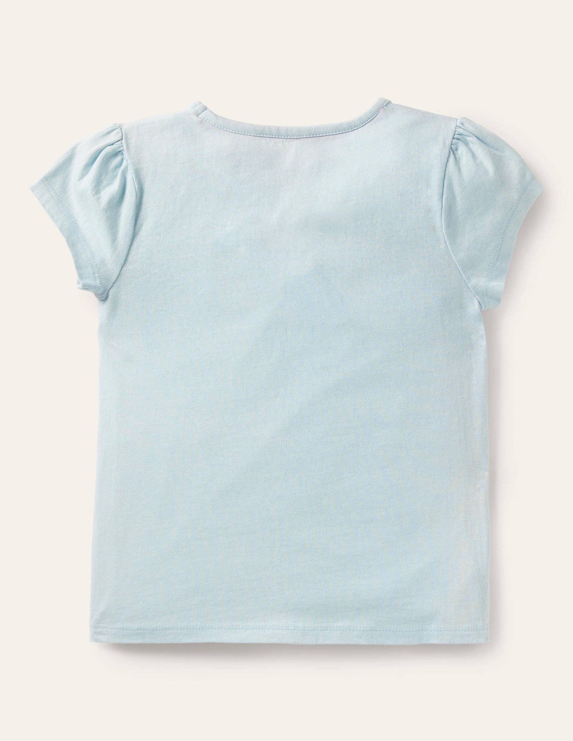Puff Sleeve Appliqué T-shirt-Neptune Blue Cake-2