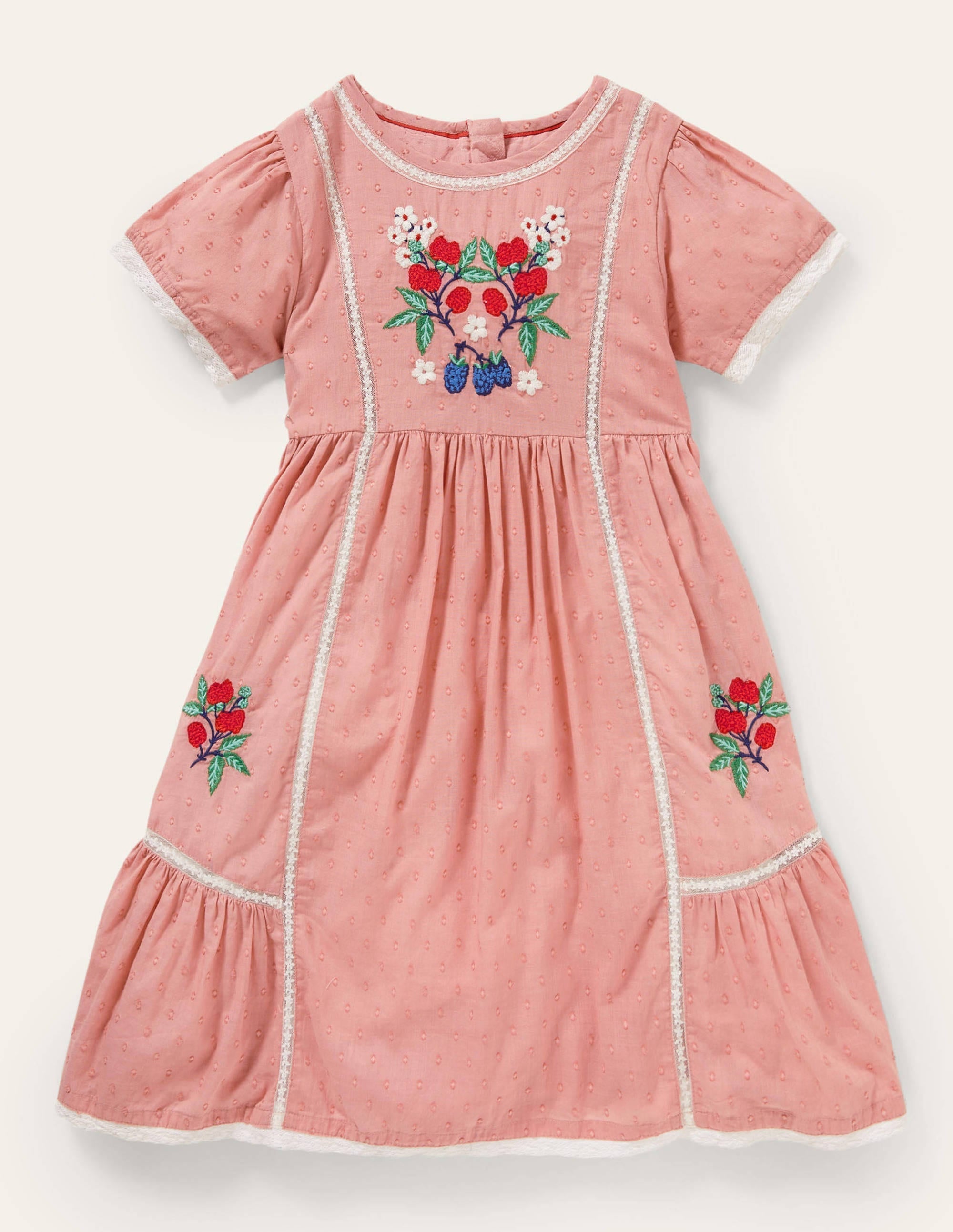 Embroidered Nostalgic Dress-Almond Pink - Image 1