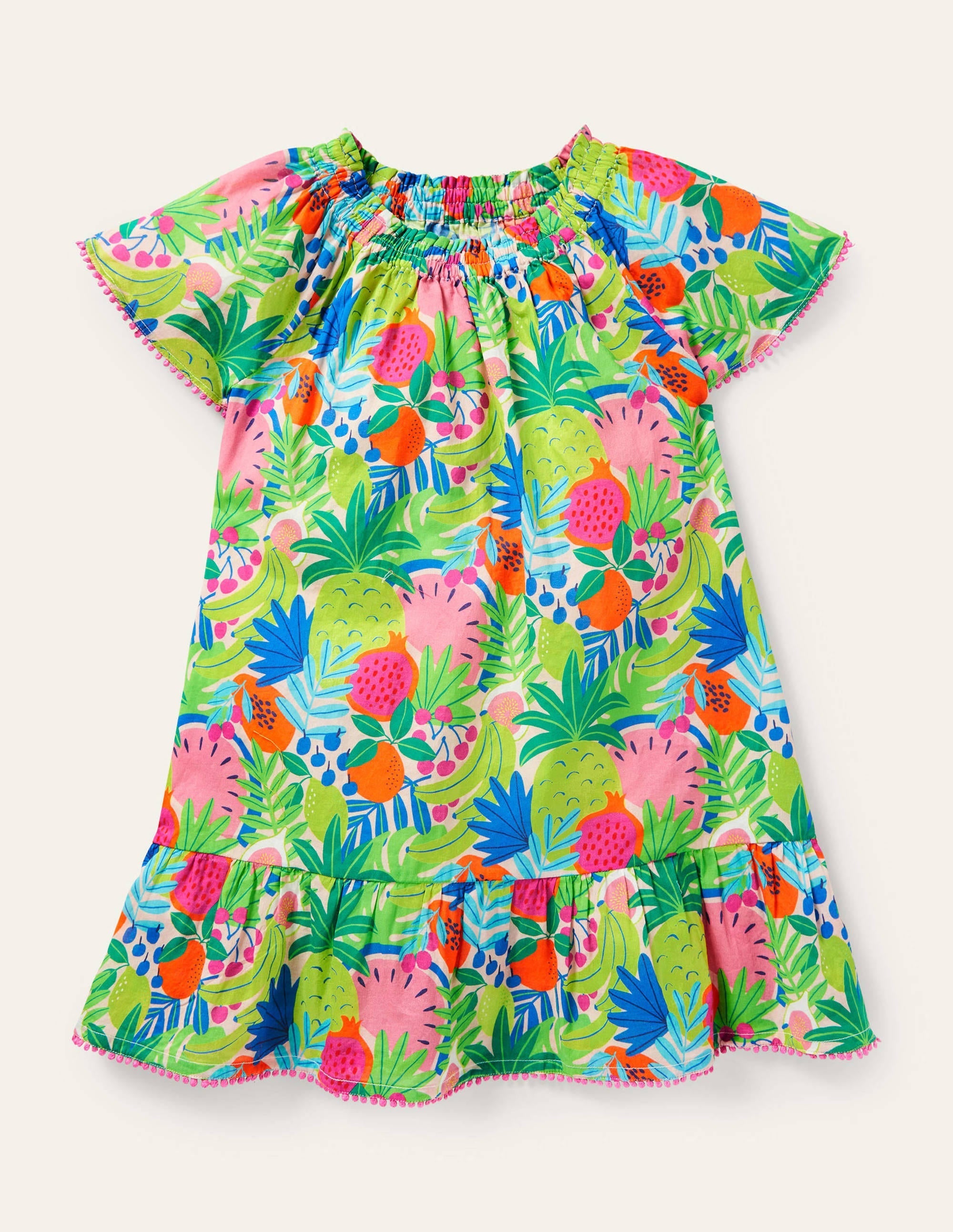 Smocked Printed Kaftan-Multi Tropical Fruit - Image 1