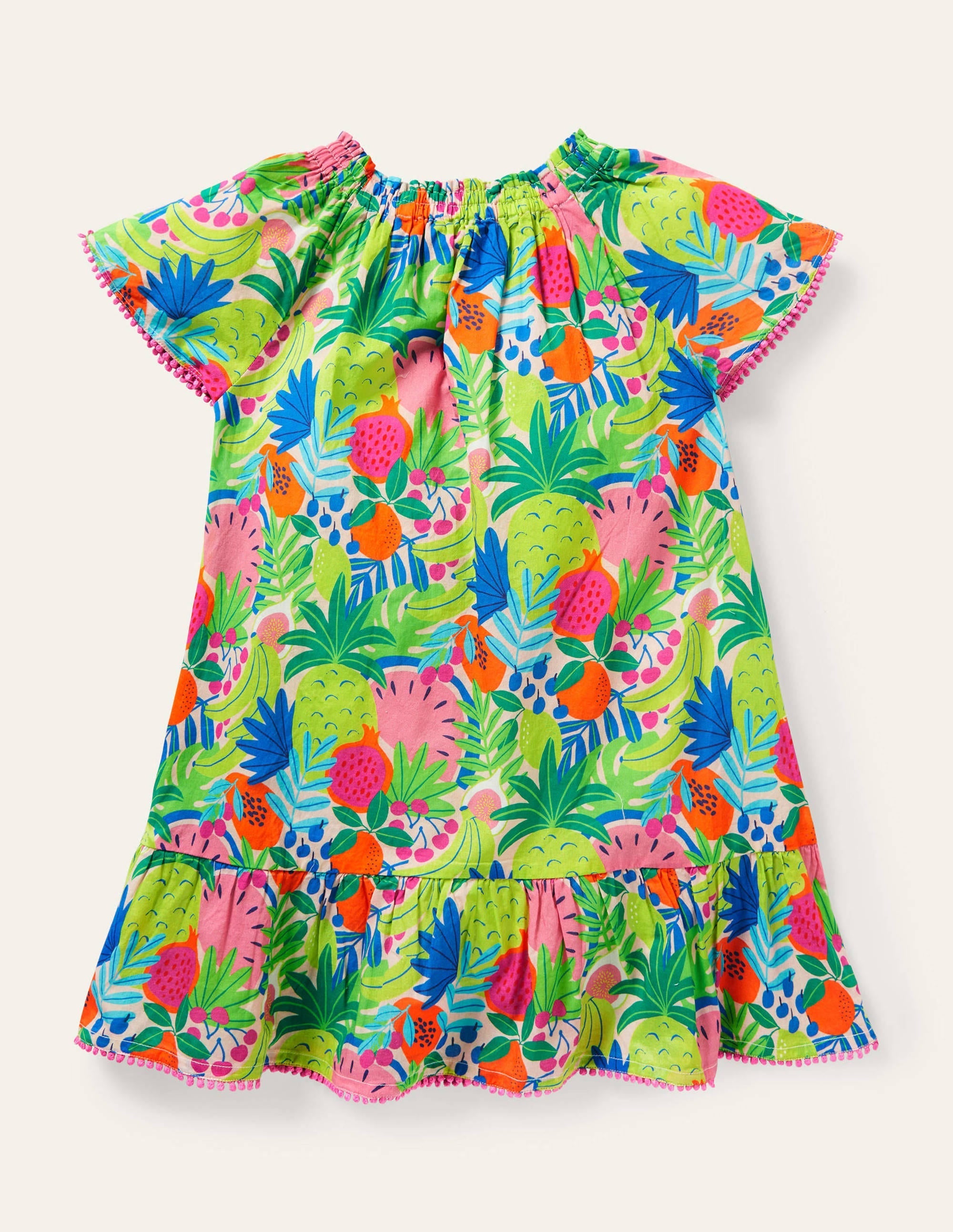 Smocked Printed Kaftan-Multi Tropical Fruit - Image 2