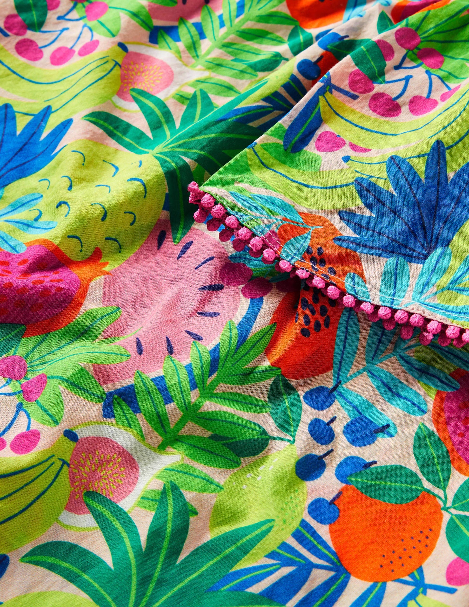 Smocked Printed Kaftan-Multi Tropical Fruit-3