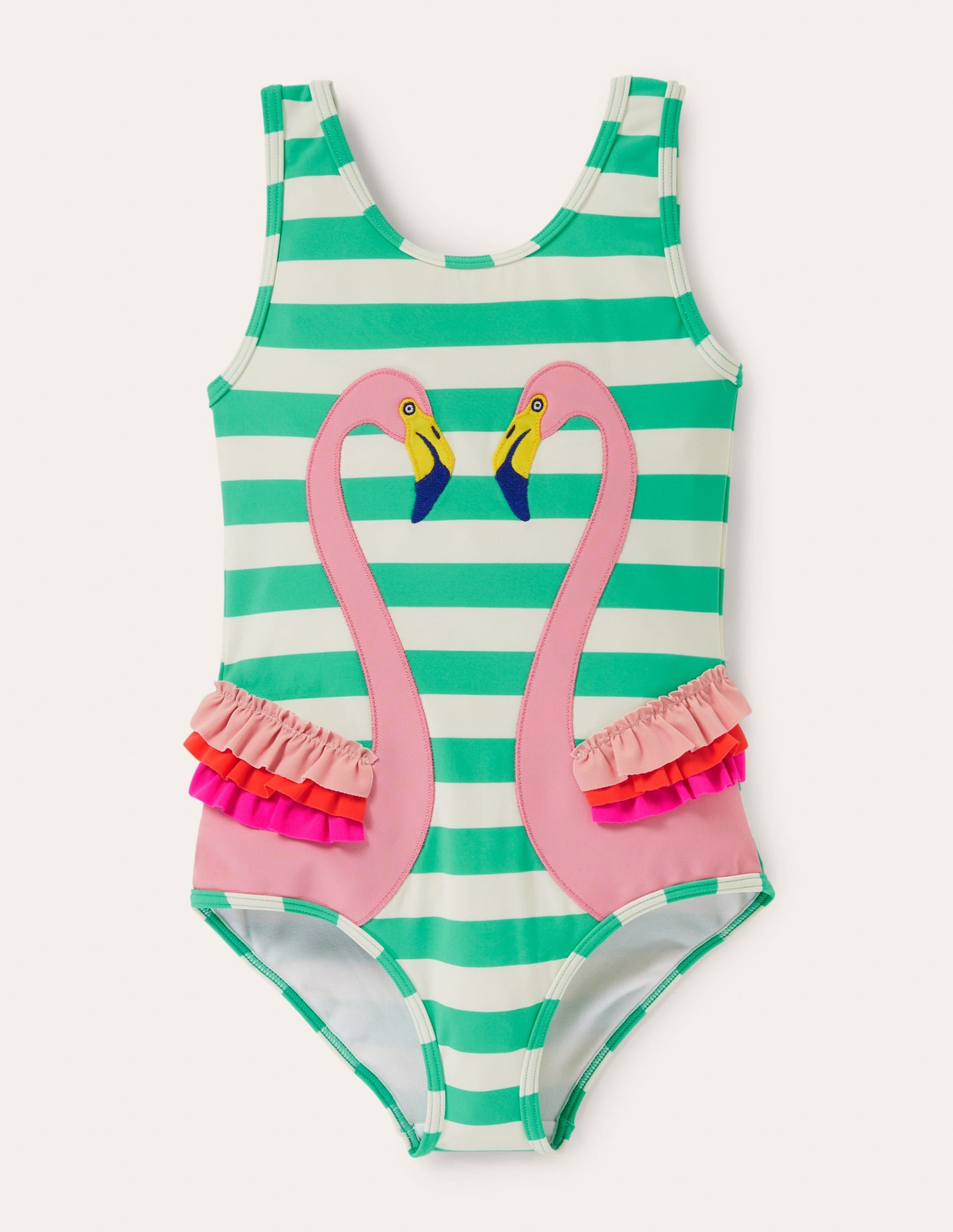 Fun Appliqué Swimsuit-Tropical Green/Ivory Flamingo-1